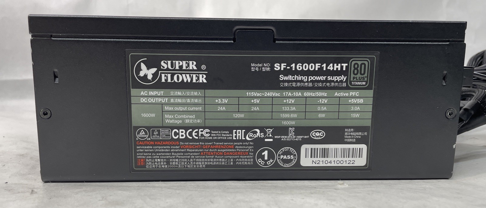 Super Flower Leadex Titanium 1600W 80+ ATX 3.1 Modular SF-1600F14HT Power Supply