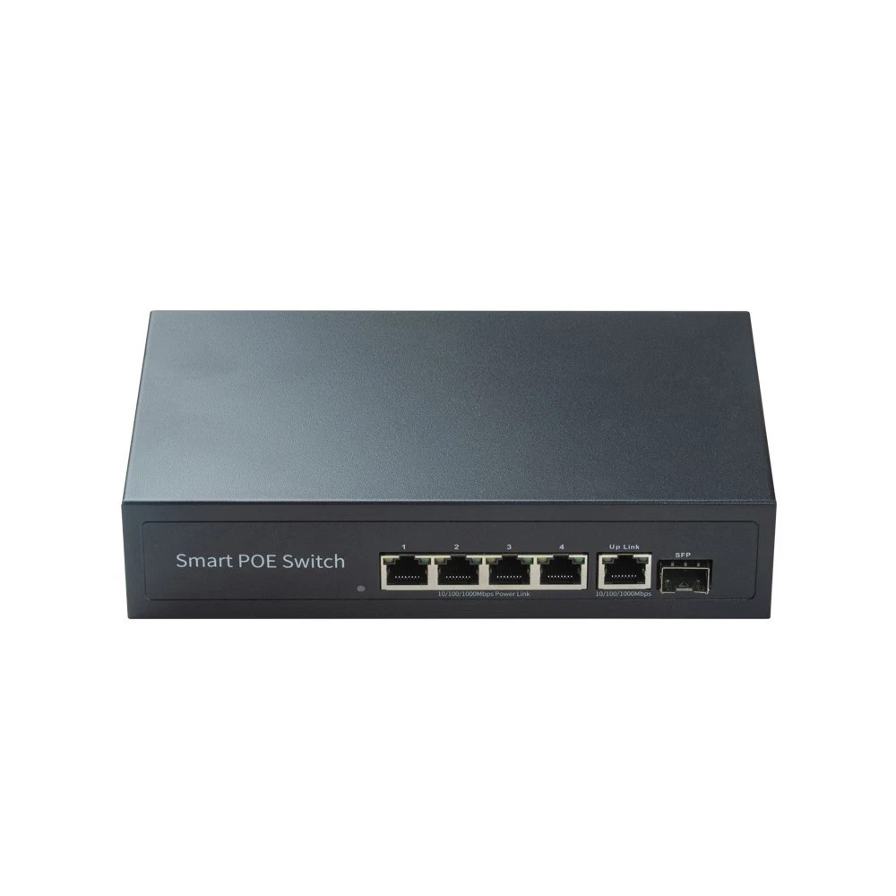 4Port Gigable POE Network Switch 100Mbps Uplink SFP Plug and Play Camera Spliter