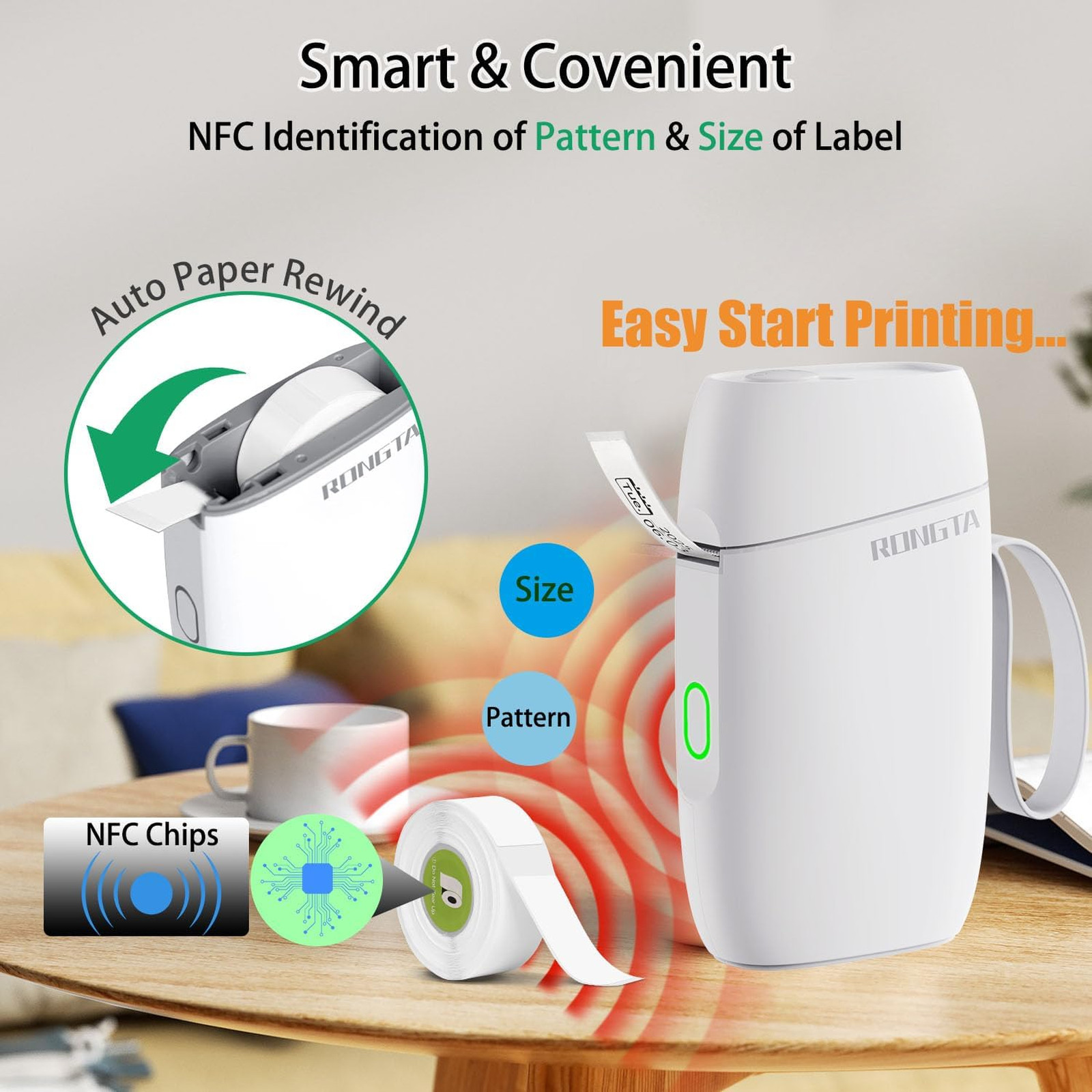 Portable Bluetooth Label Maker with Tape, Mini Thermal Printer Wireless Handheld