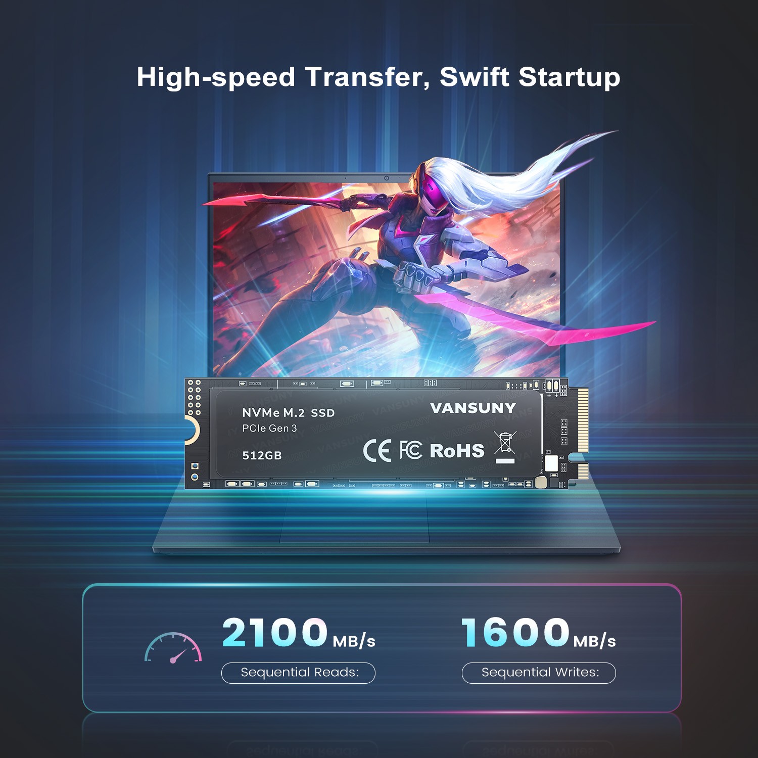 Kootion 256GB Internal Solid State Drive PCle3.0 NVMe M.2 Drive Data to 2000MB/S