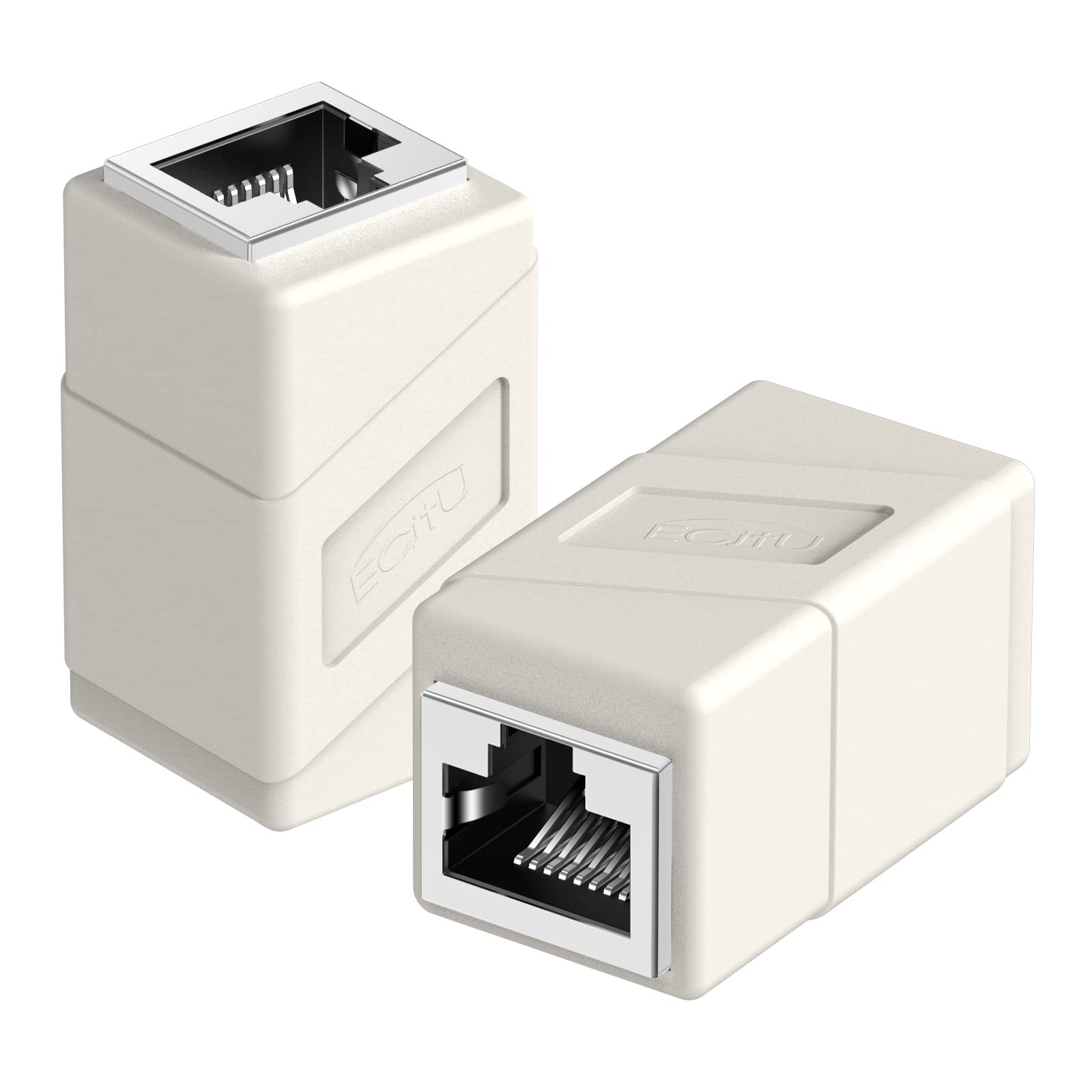 RJ45 Coupler, 2 Pack Ethernet Adapters Female to Female, 8-Pin 2 Pack, White