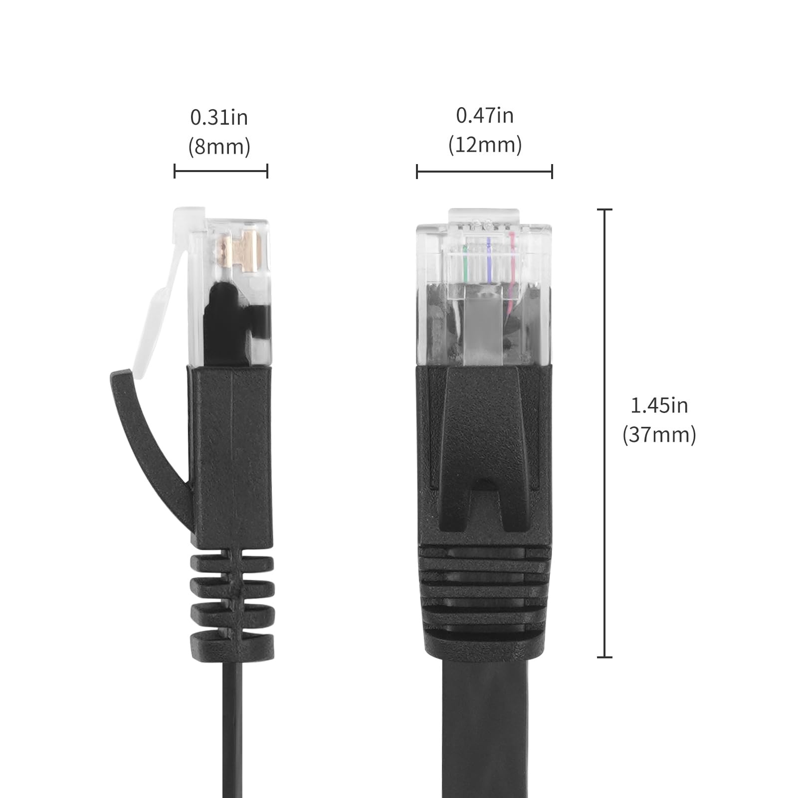 2pack Retractable Cat 6 Flat Ethernet Network Cable 6.6 Ft 10 Gigabit High Speed