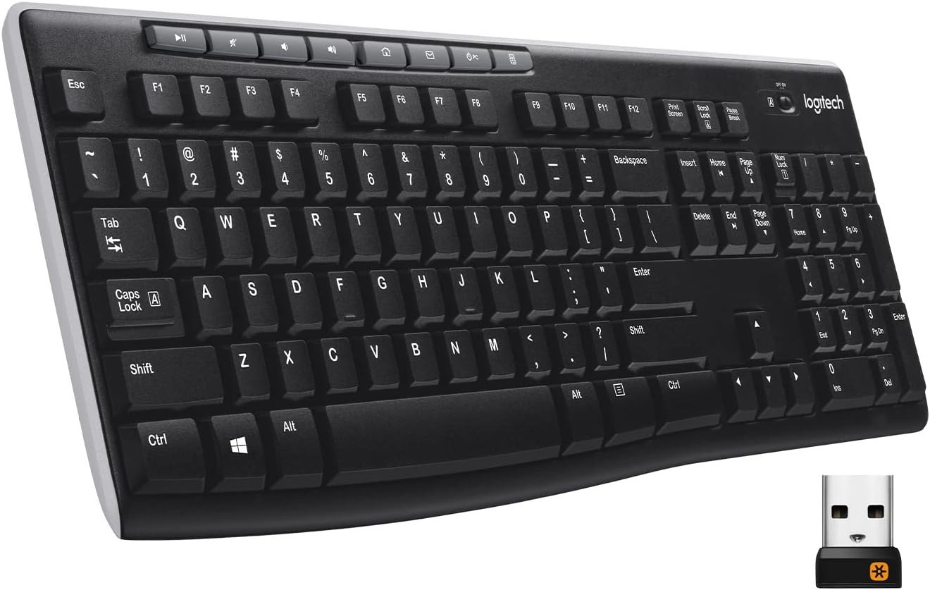 Bulk Logitech K270 Wireless Keyboard For Windows 2.4GHz Wireless Full-Size Black