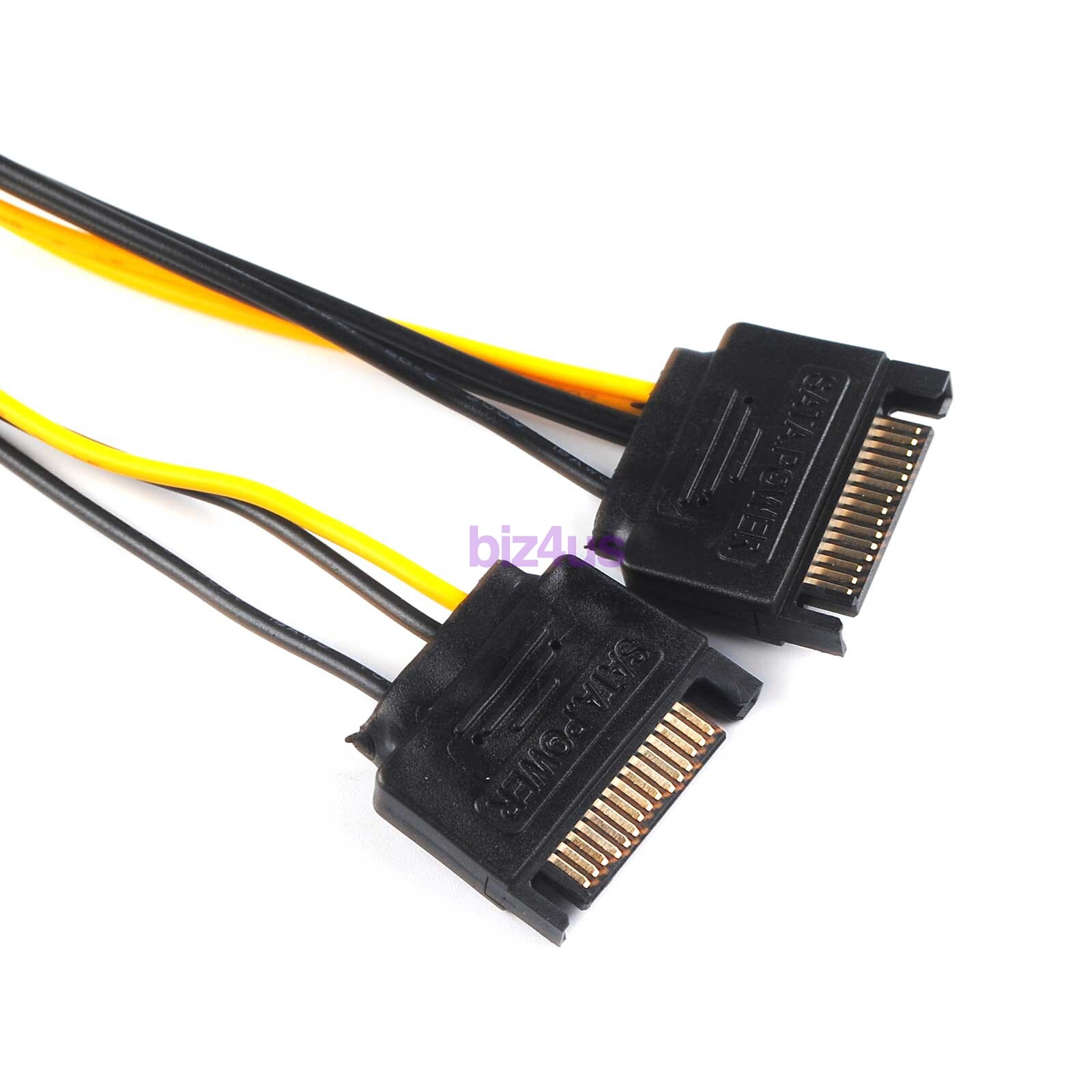 Dual 15Pin SATA Male To PCIe 8Pin (6+2) Male Video Card Power Cable