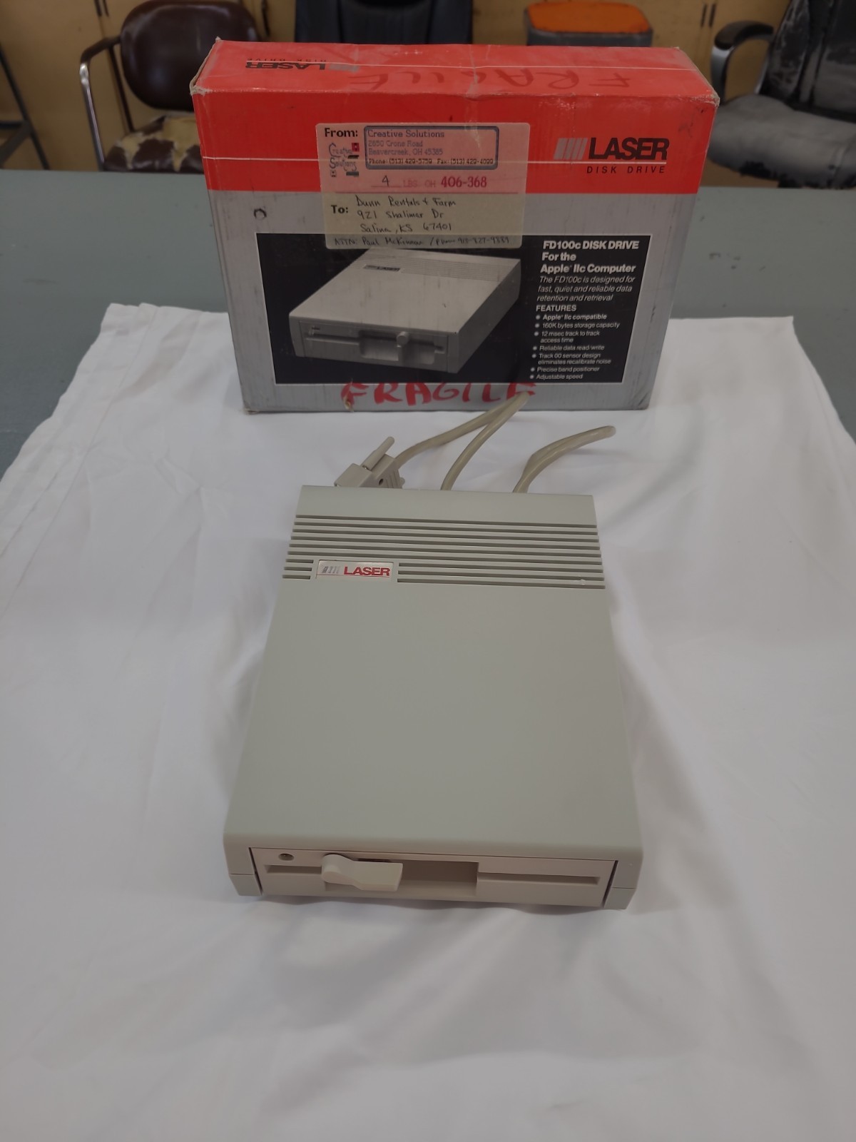 VINTAGE FD100c Laser Disk Drive For the Apple IIc Computer 1987 Tested