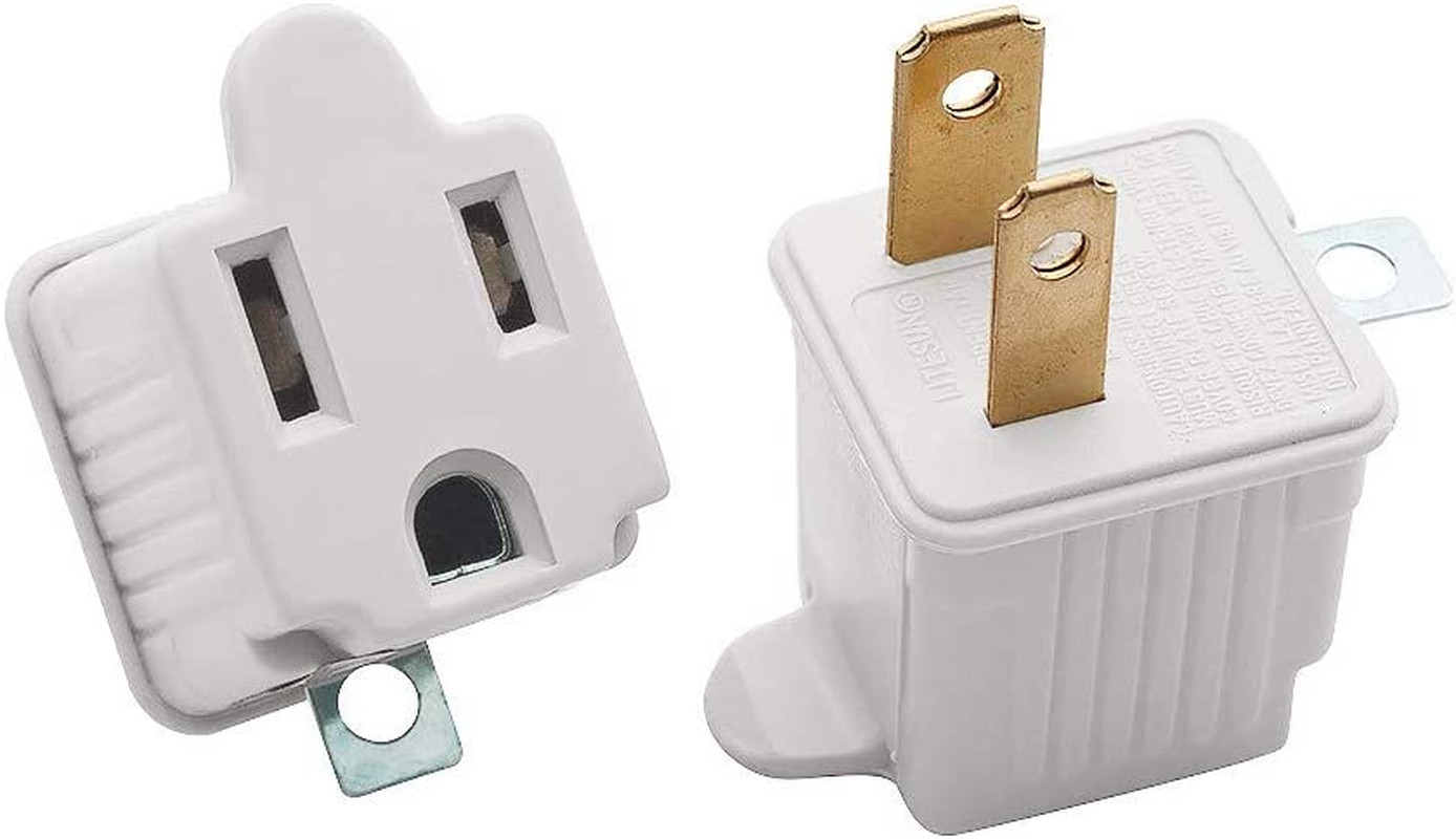 Two Prong to Three Prong Adapter 2 Pin to 3 Pin Plug Socket Adapter Extension