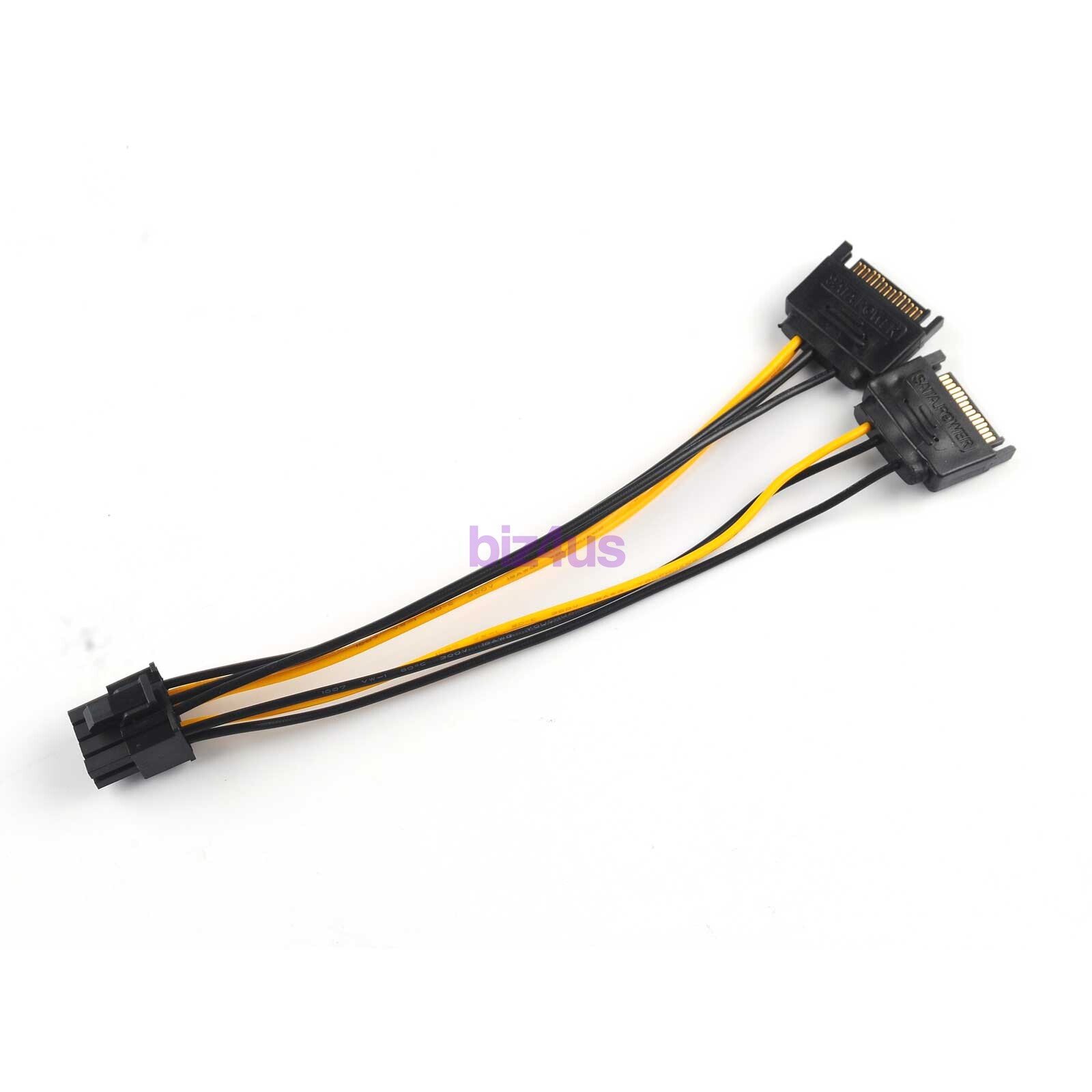 Dual 15Pin SATA Male To PCIe 8Pin (6+2) Male Video Card Power Cable