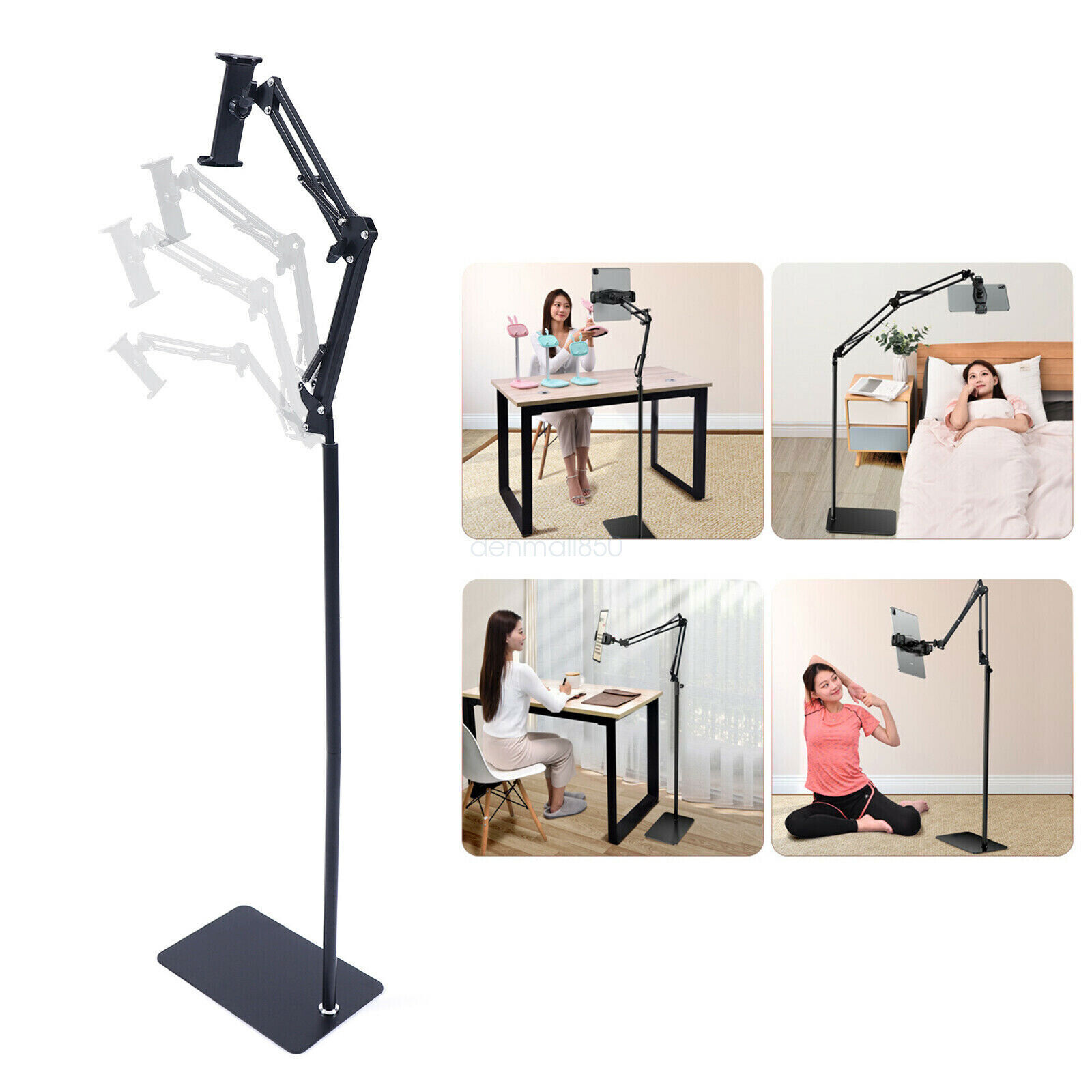Universal 360° Tablet Holder Floor Stand Clamp Adjustable for 4-11in Phone iPad