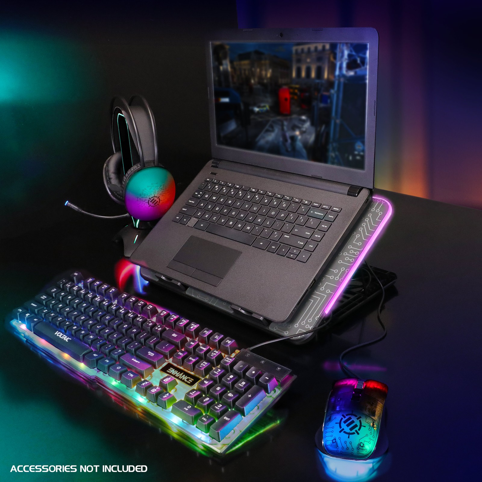 ENHANCE Voltaic 2 Laptop Cooling Pad – Metal Top Cooling Pad with RGB Lighting