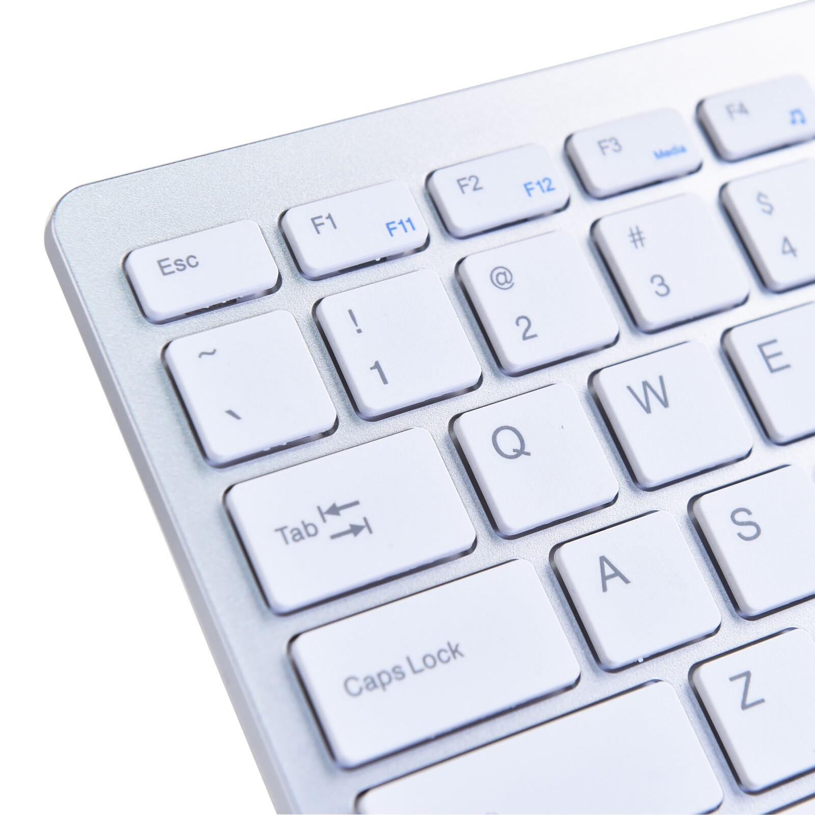 Ultra Thin Mini USB Wired Compact Keyboard for PC Mac Laptop 78 Key Silver White