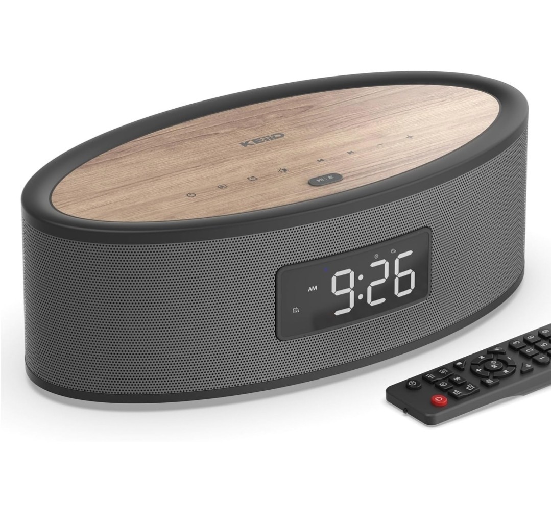 KEiiD KD-B02 Multimedia Speaker For Home Gray With Wood Grain Top NEW/OPEN BOX