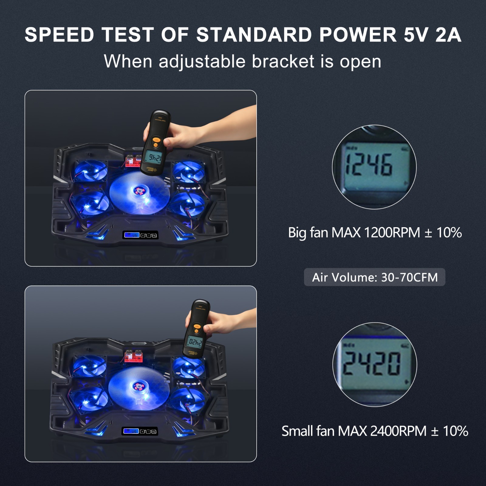 Laptop Cooling Pad For 11-17″ inch Laptop Dual USB Fan Cooler Stand 5 Quiet Fans