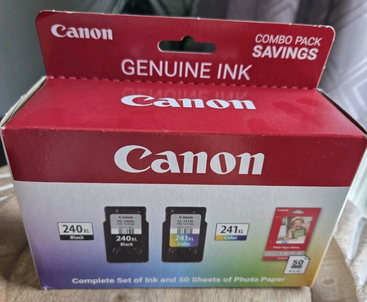 Canon PG-240XL CL-241XL Ink Cartridge Combo Pack Black Color + Photo Paper