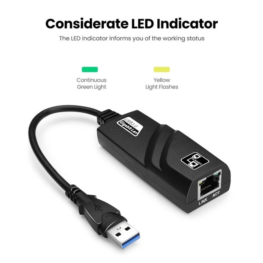 USB 3.0 Gigabit Ethernet LAN RJ45 1000Mbps Network Adapter For Windows PC Mac