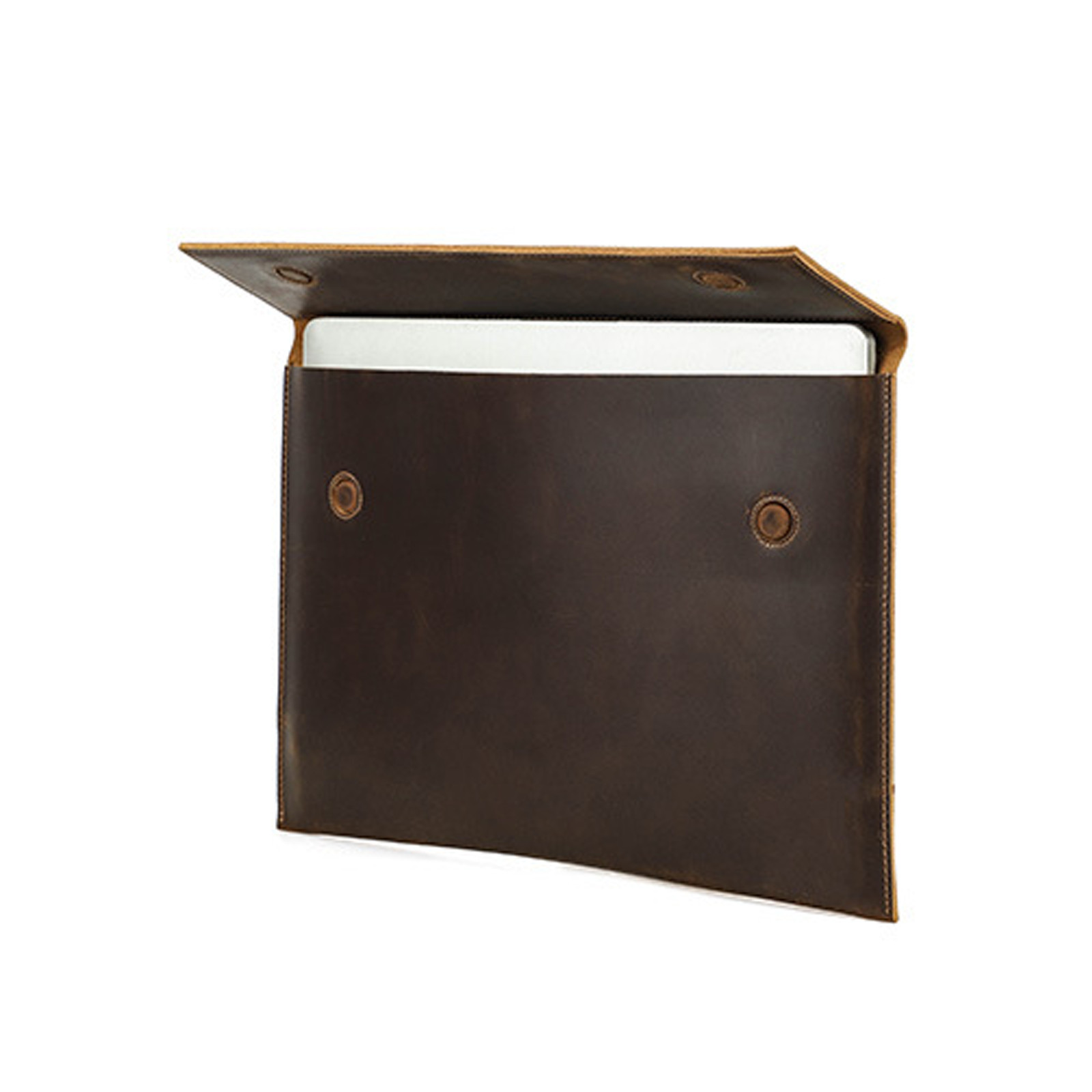 For MacBook Air 15 inch Genuine Leather Sleeve Magnetic Closure Laptop Case