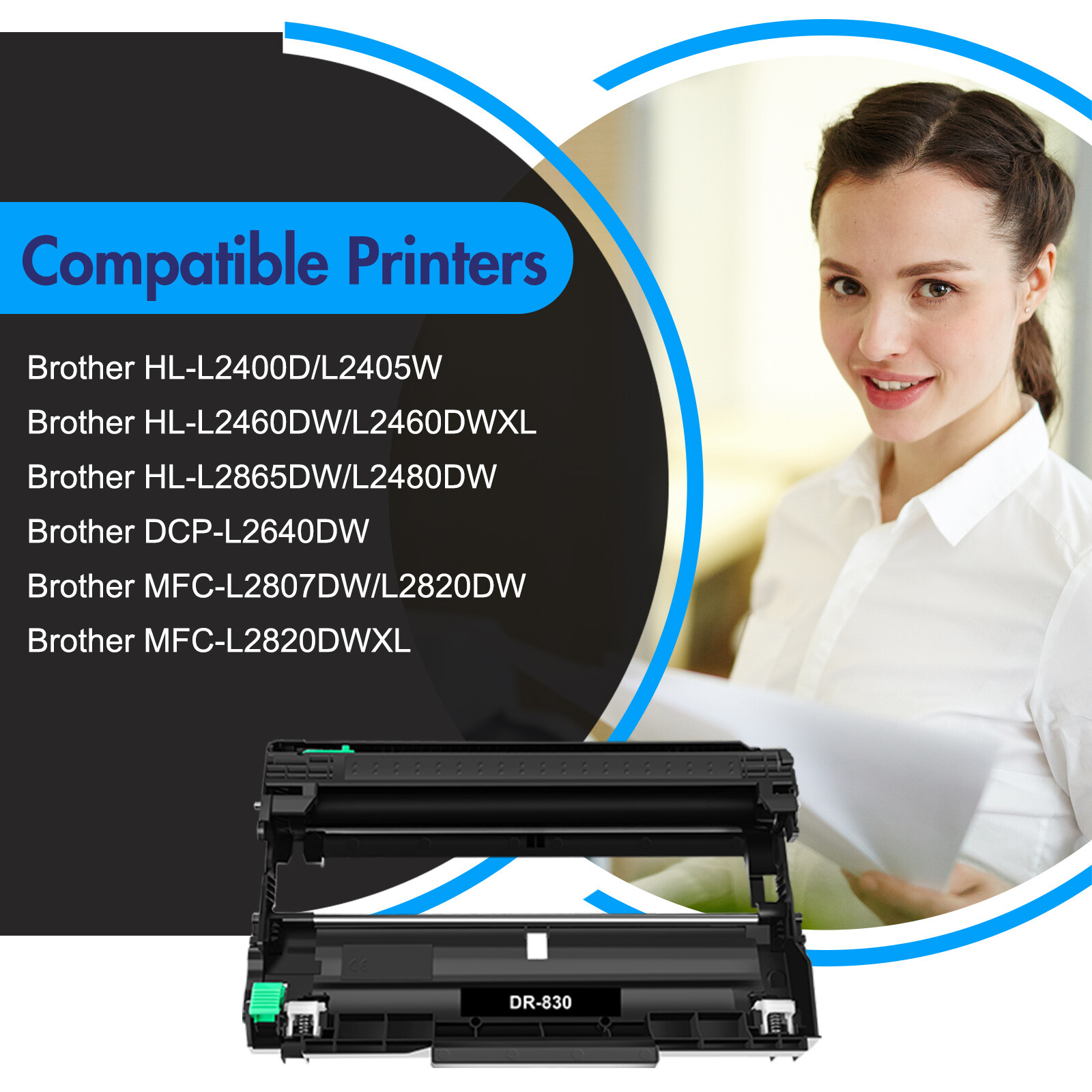 DR830 Drum Unit Compatible With Brother TN830 HL-L2400D DCP-L2647DW MFC-L2760DW