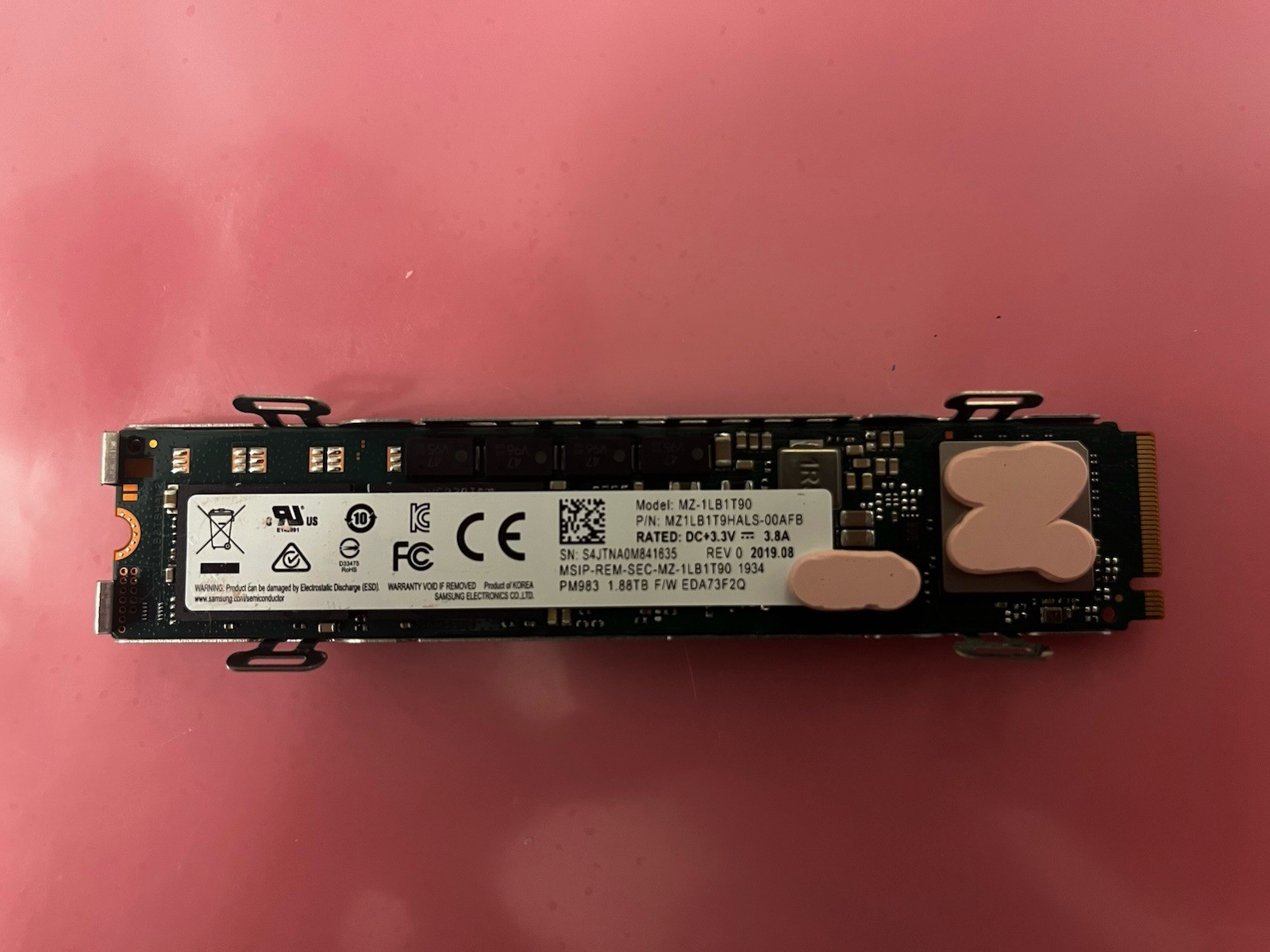 Samsung PM983 1.92TB NVMe PCIe3.0 M.2 22110 SSD MZ-1LB1T90 MZ1LB1T9HALS