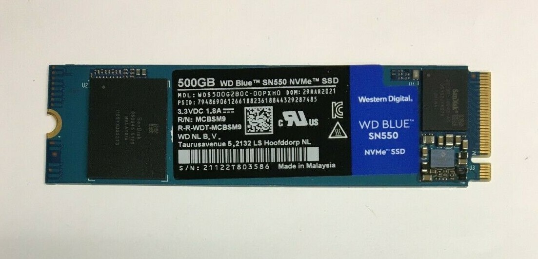 500GB M.2 PCIE NVME 2280 SSD Solid State Drive Major Brand Samsung, WD, Crucial