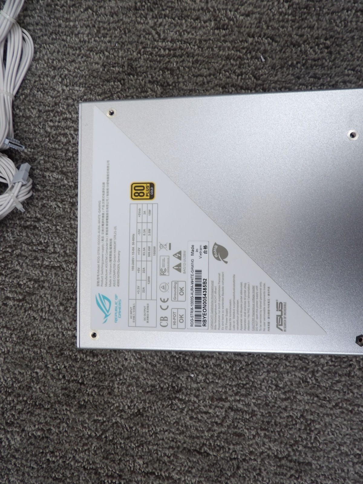 ASUS ROG Strix 1000W Platinum Power Supply Fully Modular With Cables