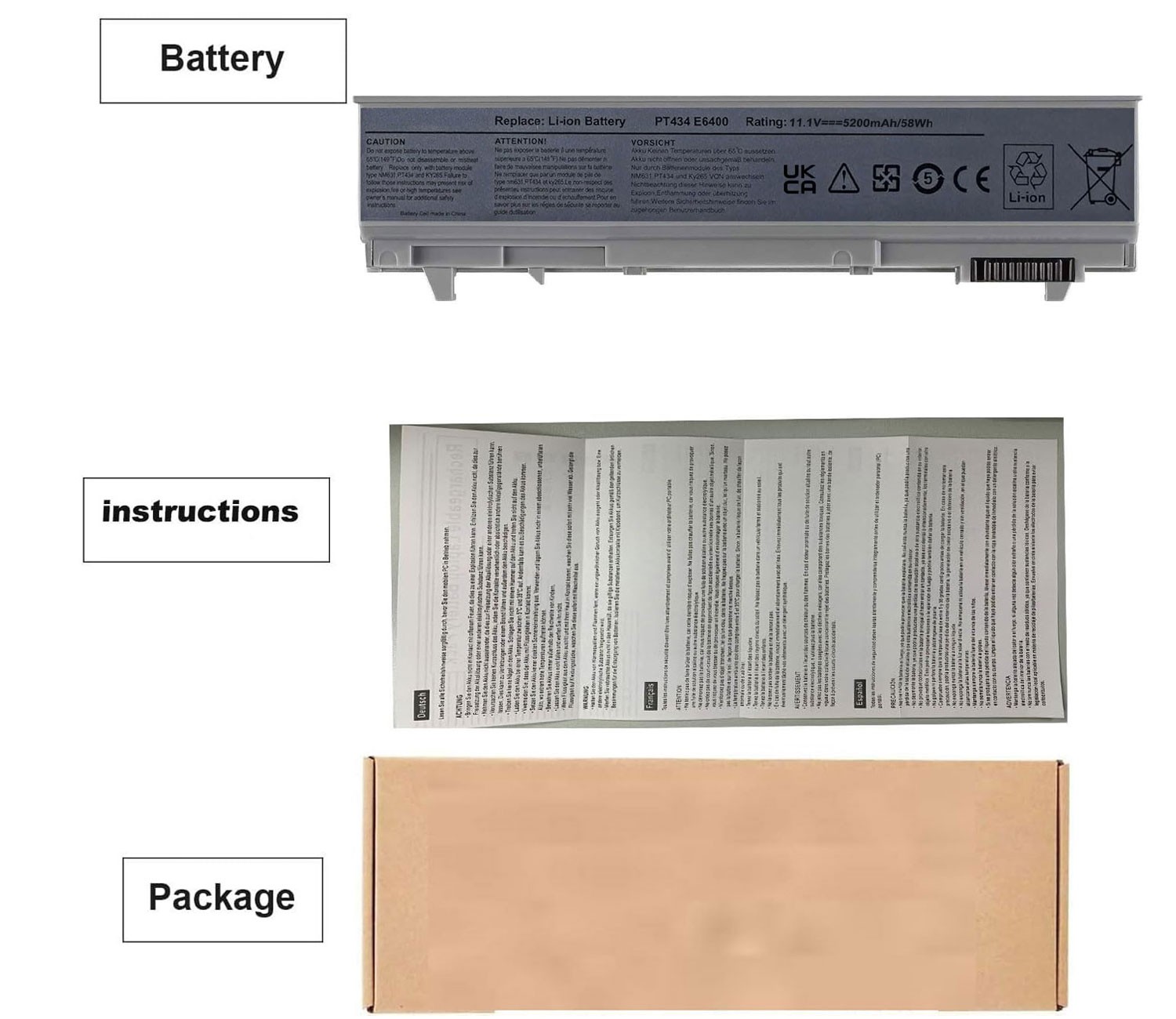 PT434 Battery For Dell Latitude E6400 E6410 E6500 E6510 Precision M2400 M4400