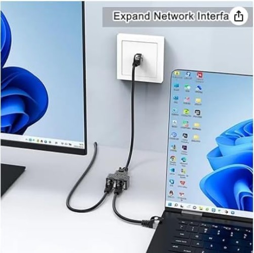 Gold-Plated RJ45 Ethernet Splitter for Cat 5/6/7/8 – Durable Networking Solution