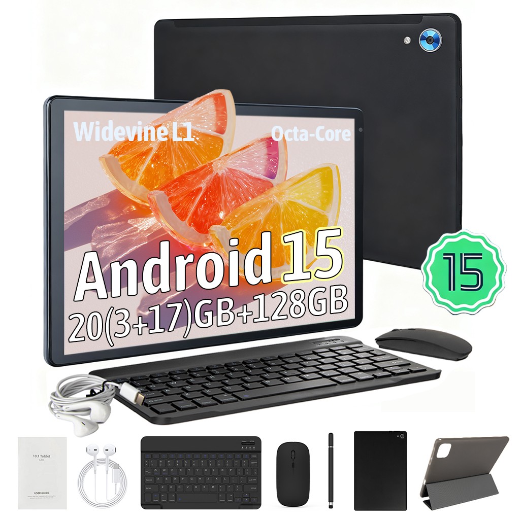 10.1 inch Android 15 Tablets HD Touchscreen Octa-Core 20GB RAM+128GB Dual Camera
