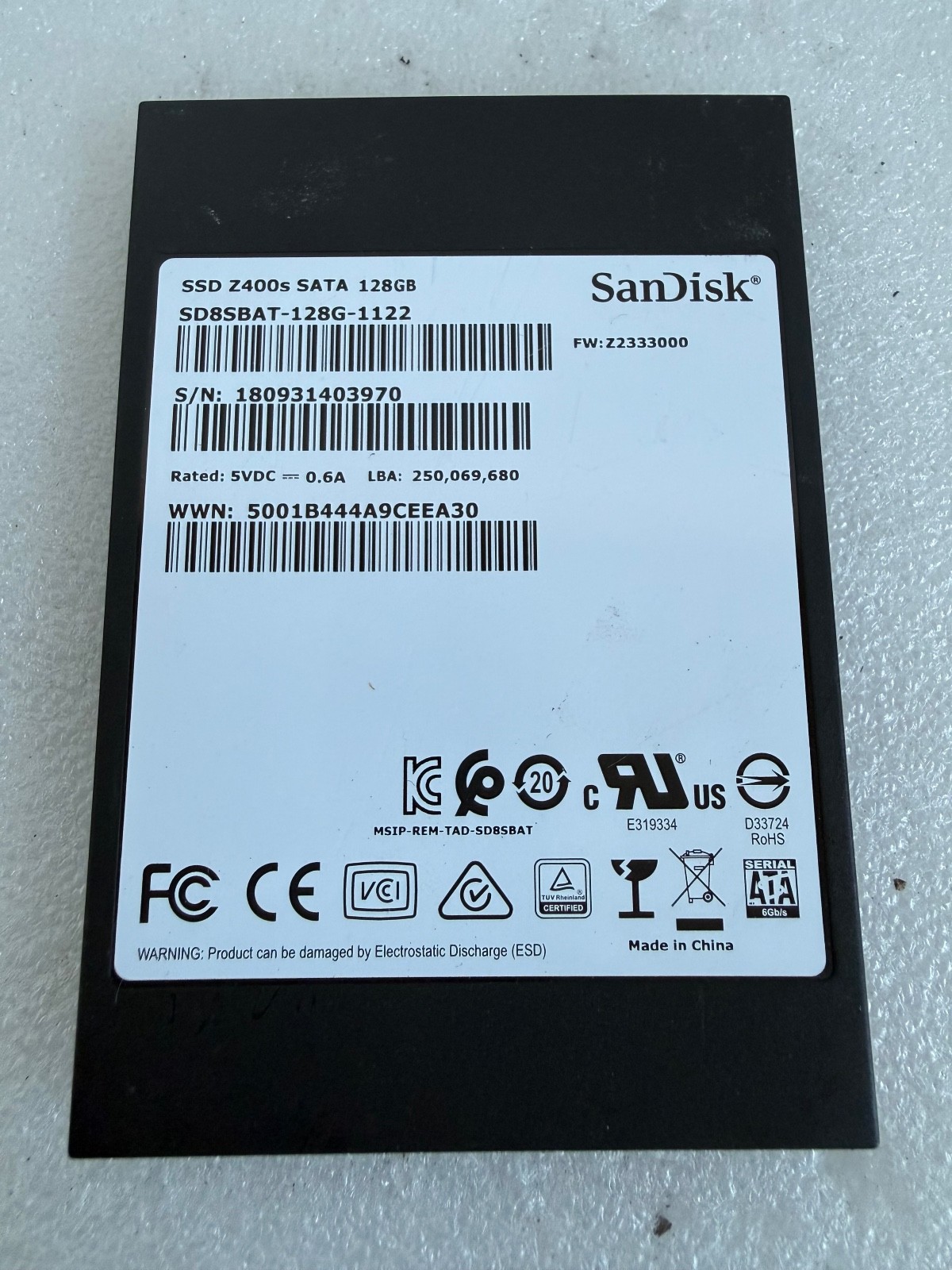 SanDisk Z400s 128GB SATA 6Gb/s 2.5″ SSD SD8SBAT-128G-1122