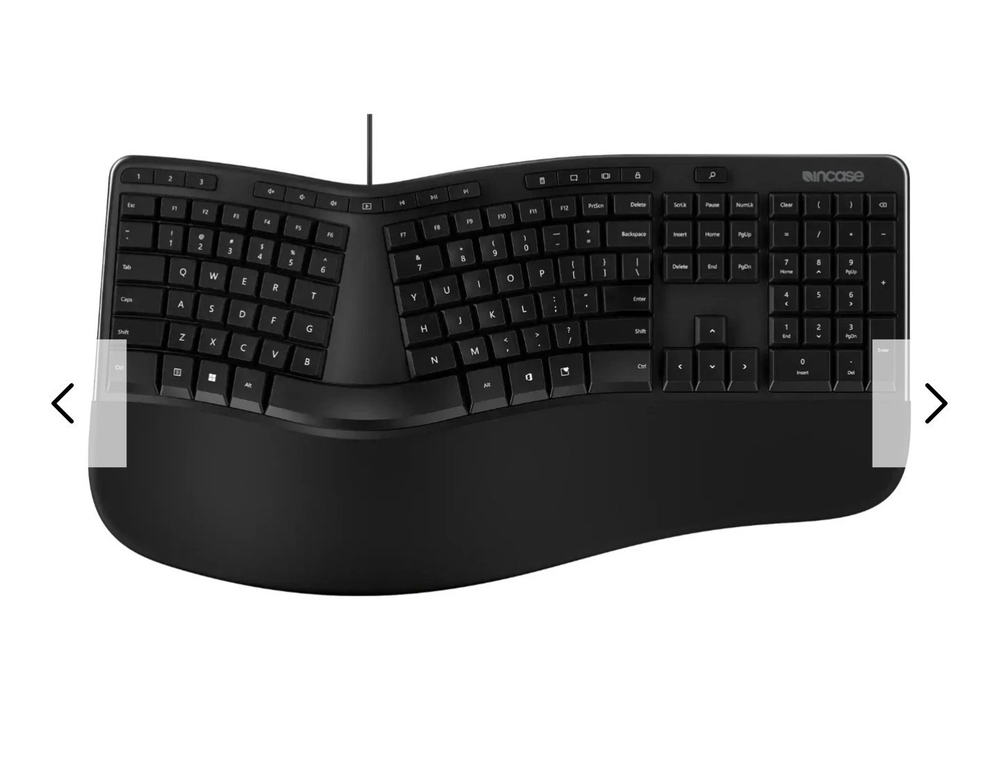 Incase Wired USB Ergonomic Keyboard, Detachable Stand, QWERTY English, Black