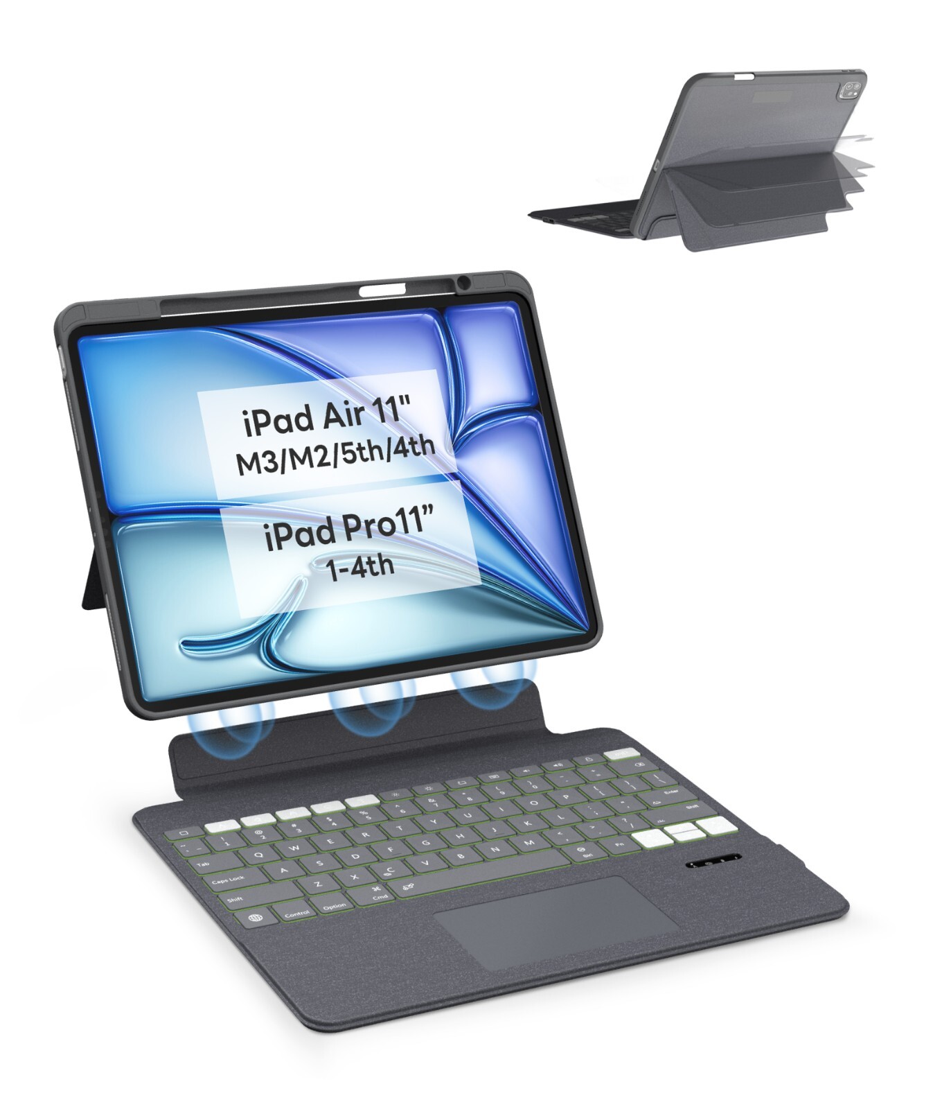 EIP Magnetix Keyboard Case for iPad Air 11 inch M3/M2/5/4th, Pro 11″ 1-4th Gen
