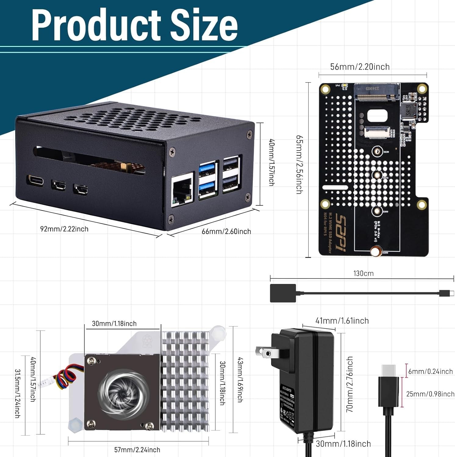 Versatile Metal Case with Active Cooling & M.2 NVMe Support for Raspberry Pi 5**