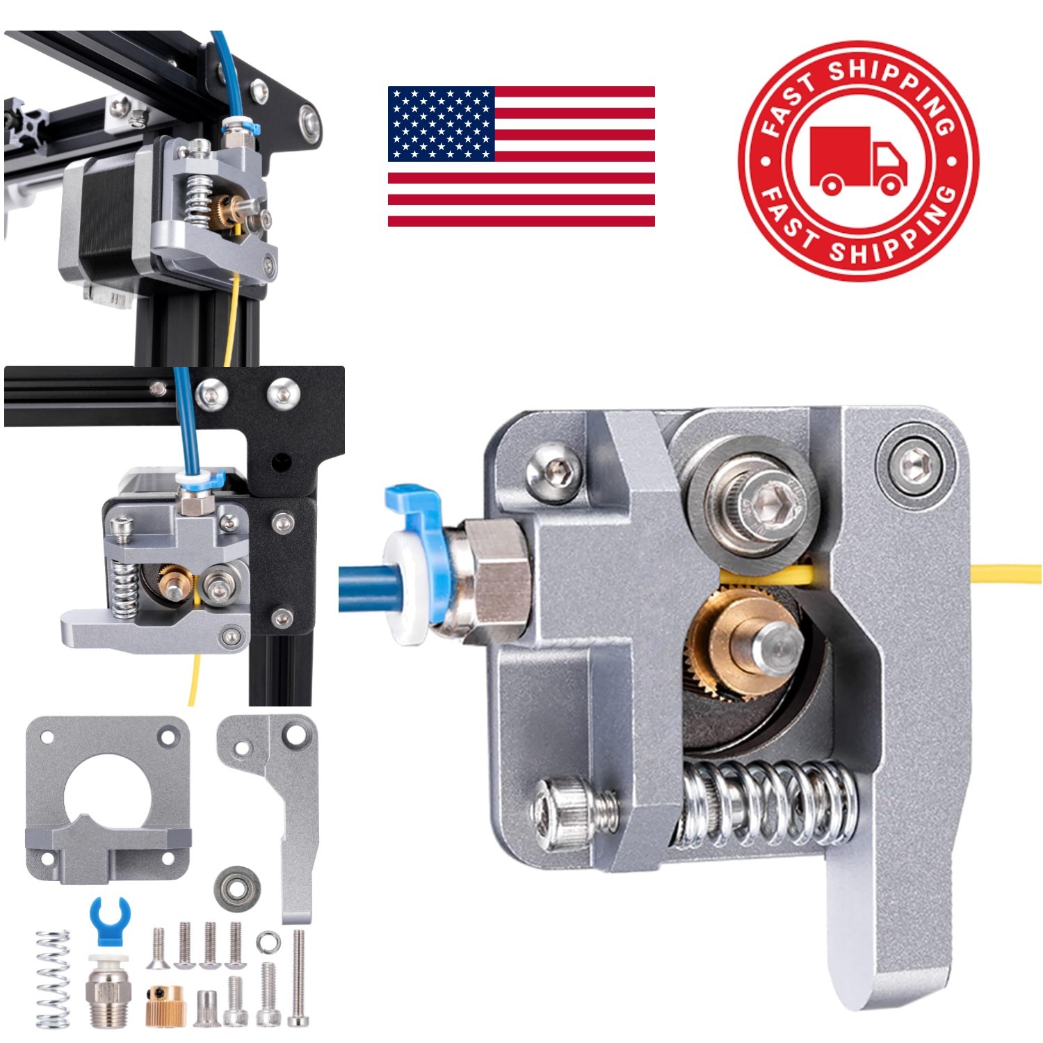 Metal Extruder Kit for Ender 3 V2 Ender 5 CR10 Series Easy Installation Gray