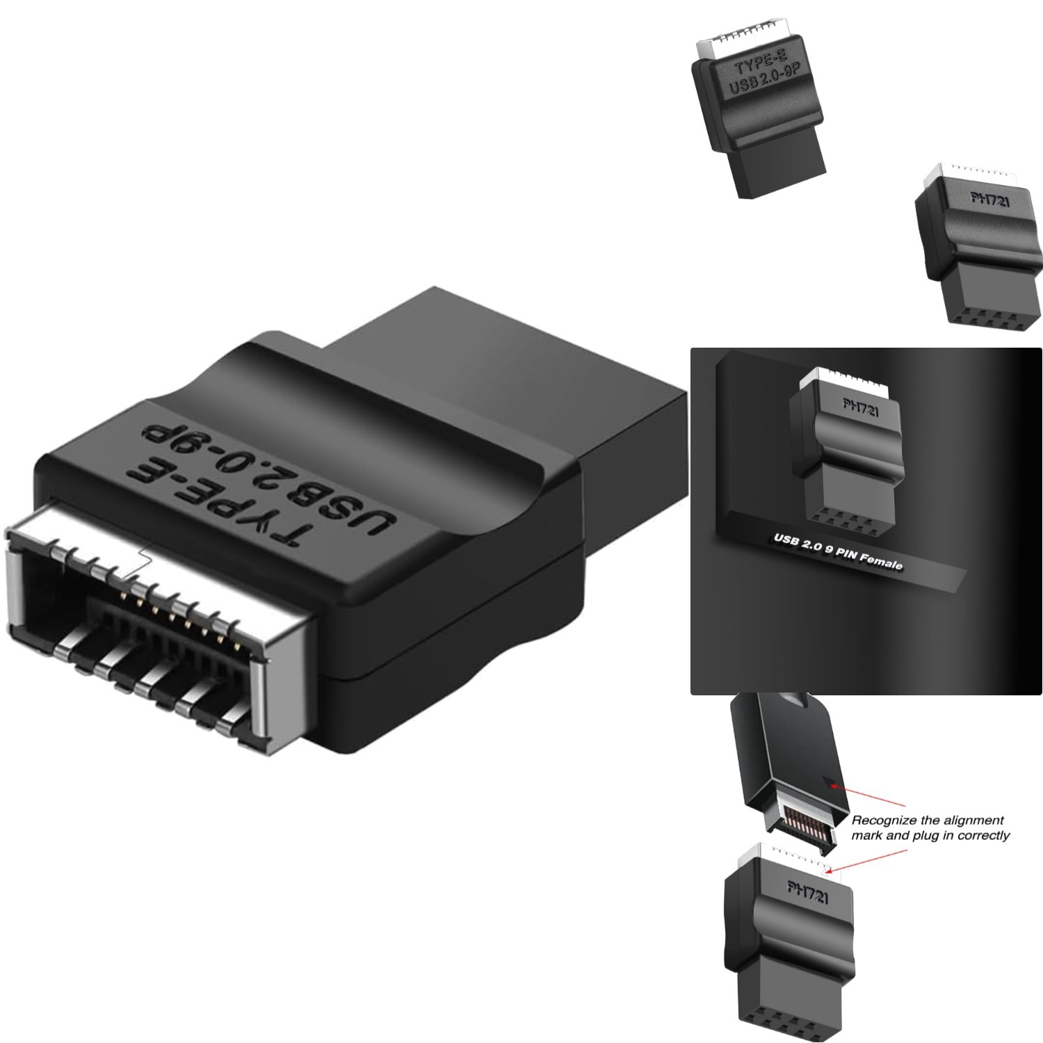 9Pin USB 2.0 to USB 3.2 Gen 1 Type-E Converter for Easy USB-C Front Panel Access