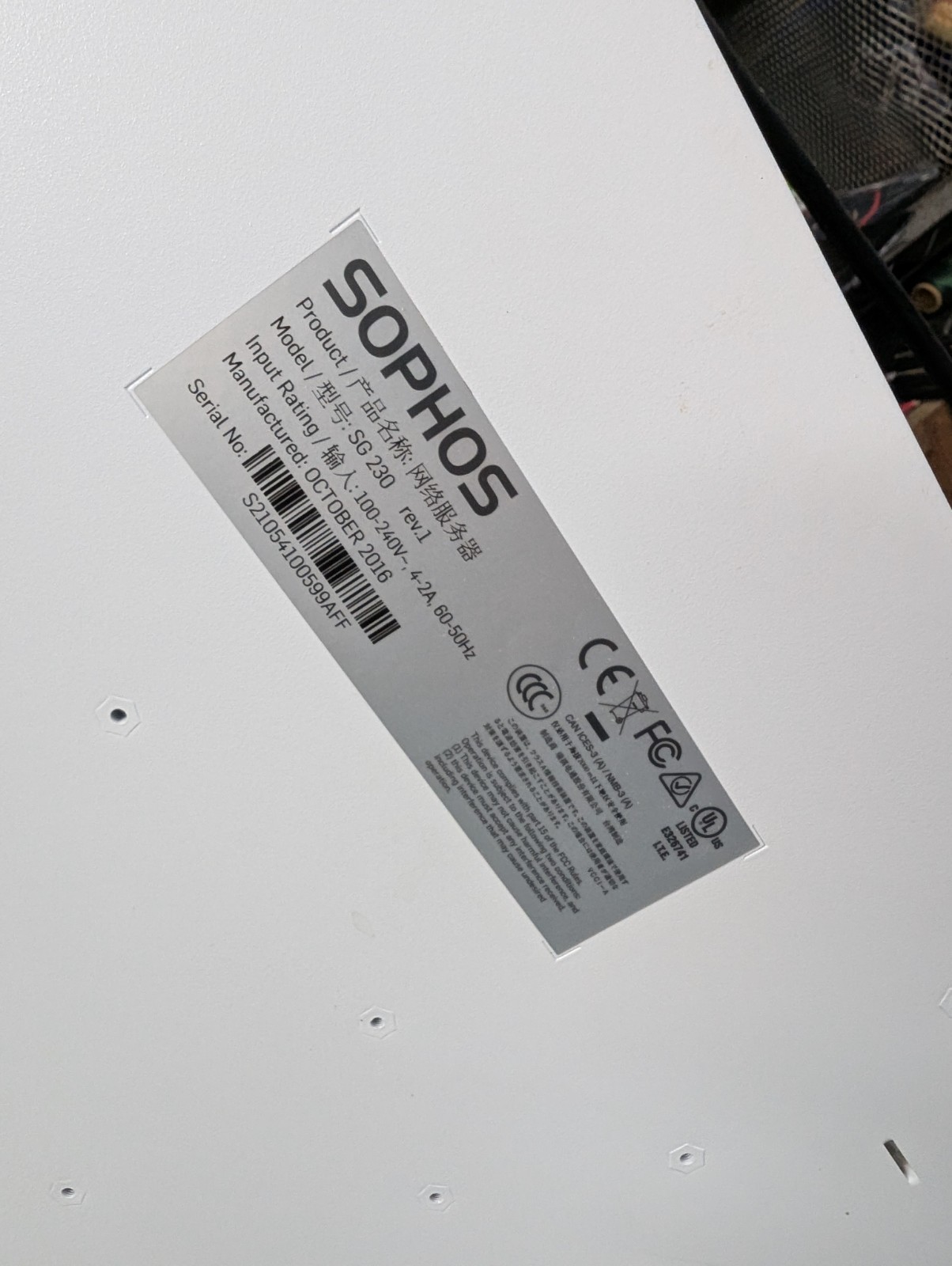 Sophos SG 230 REV.1 Firewall Security Appliance Hardware Boots Up