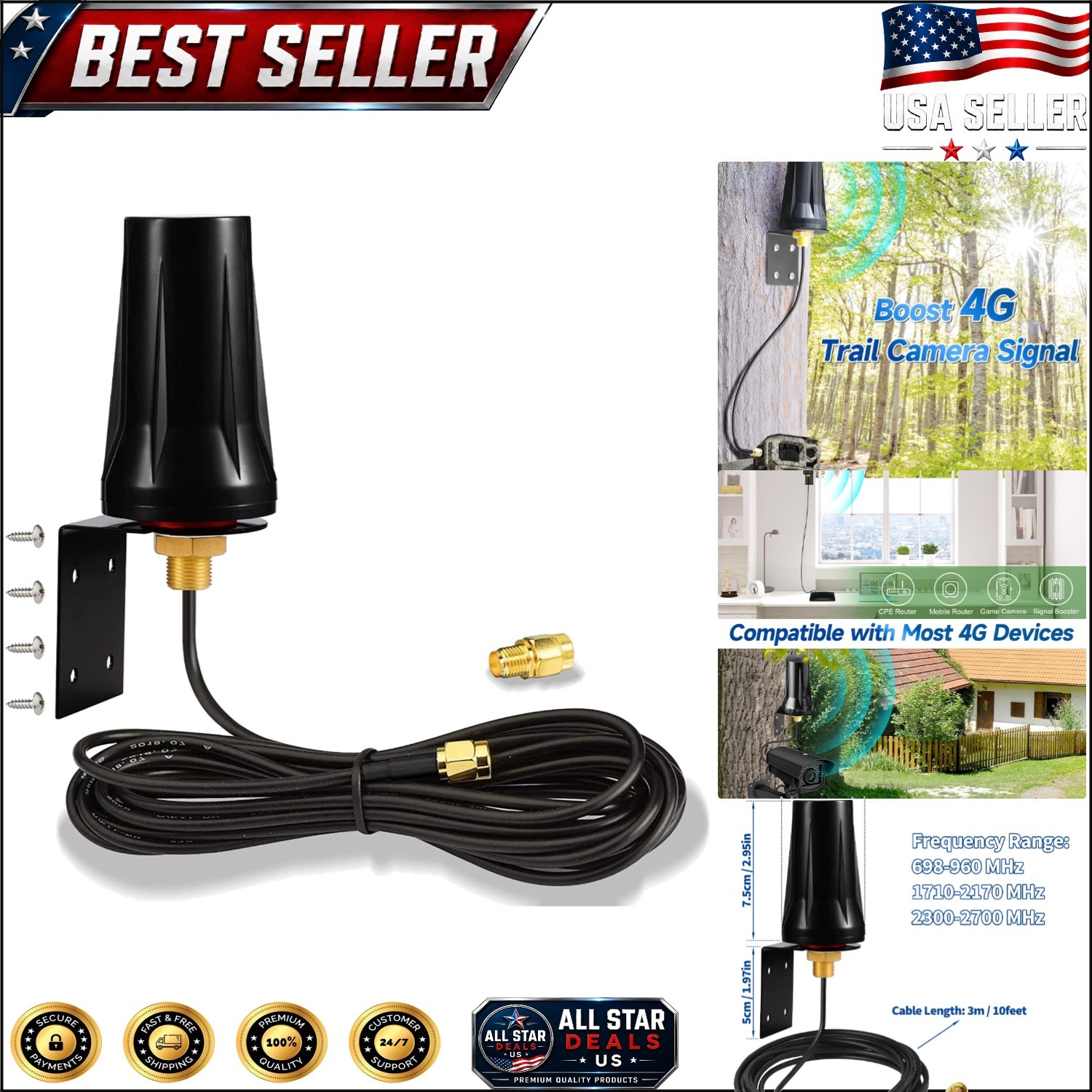 Omni-Directional 4G LTE Antenna with 5dBi Gain for Reliable Mobile Connectivity