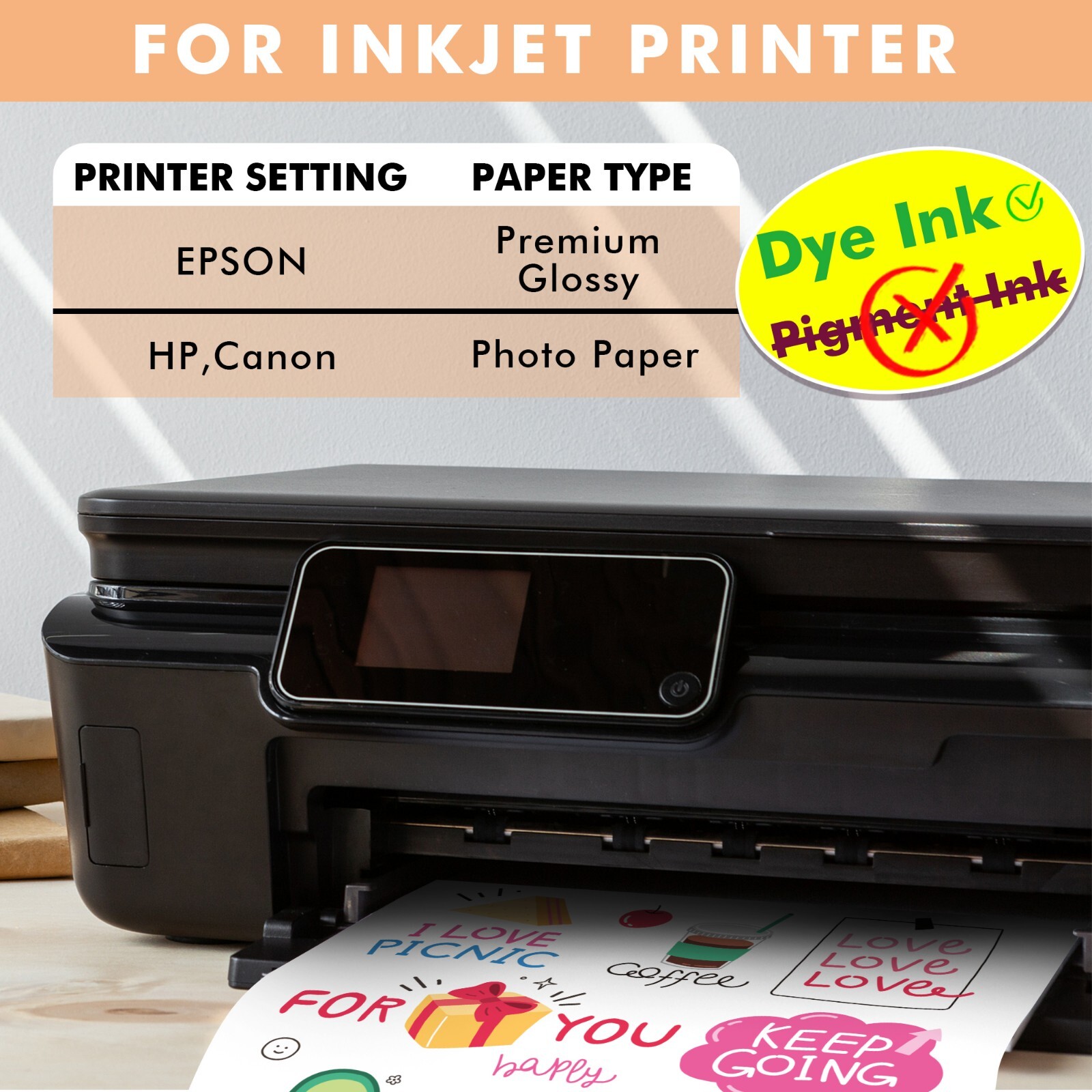A-SUB Clear Sticker Paper Waterproof for Inkjet 8.5×11 300 Sheets
