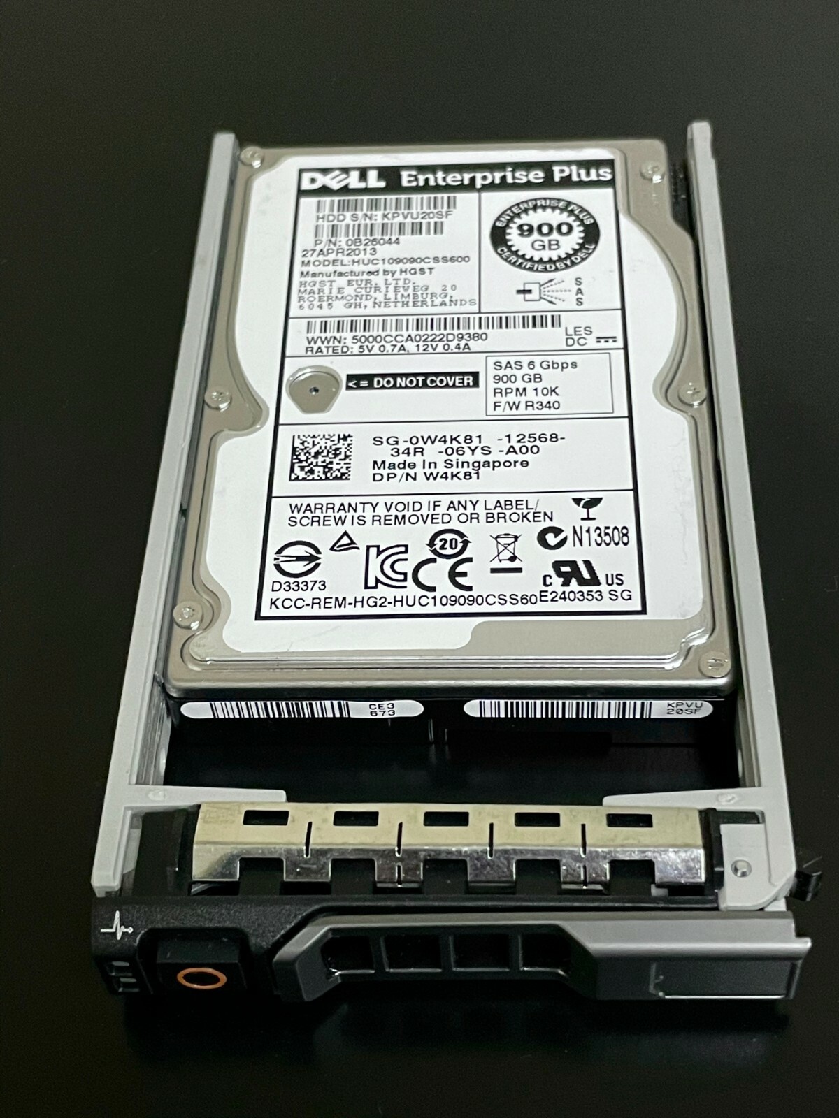 W4K81 0W4K81 HUC109090CSS600 0B26044 DELL 900GB 6G 10K SFF 2.5″ SAS