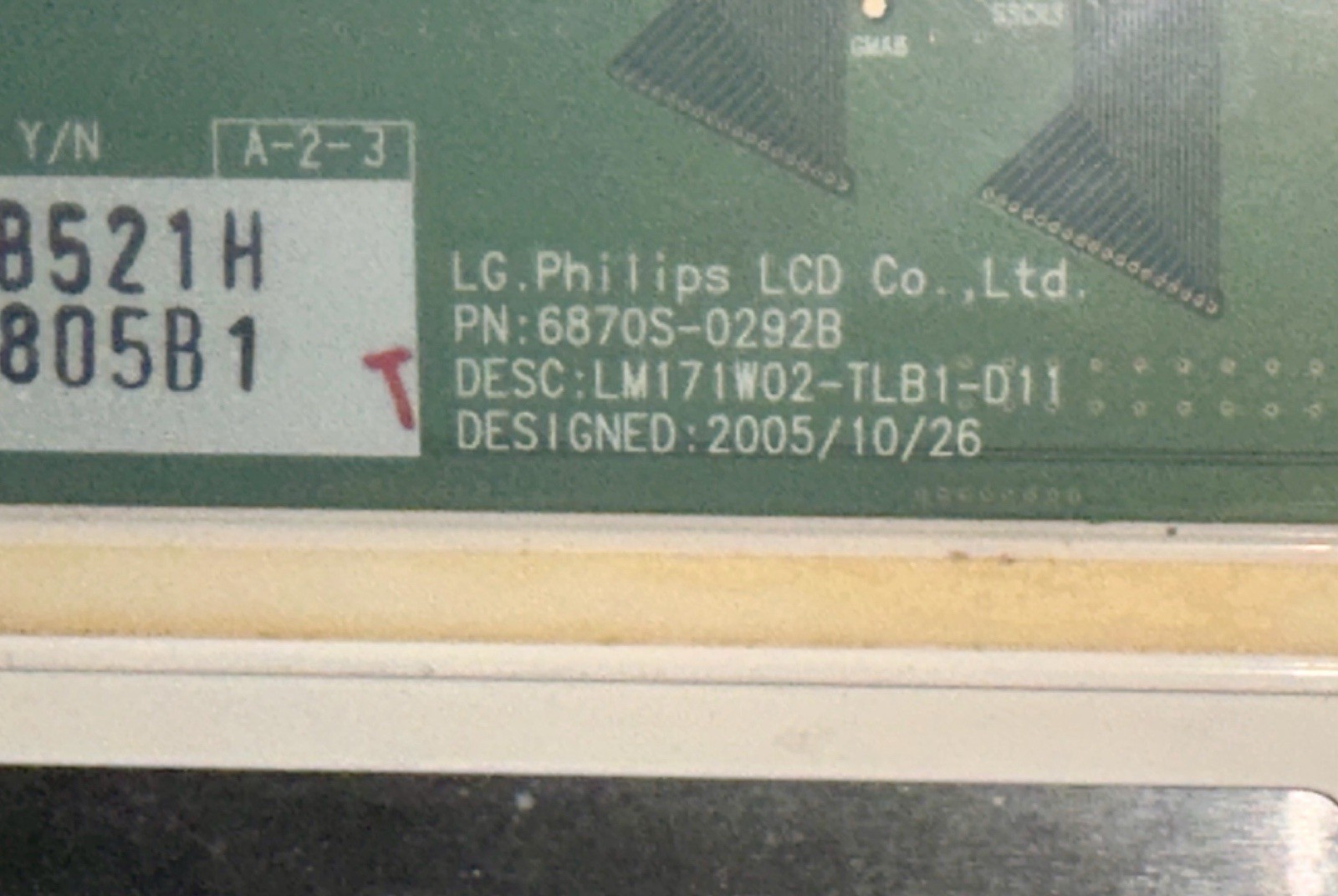 Apple 17” iMac G5 Model #A1173, MA199LL/A LCD Panel LG Philips LM171W02
