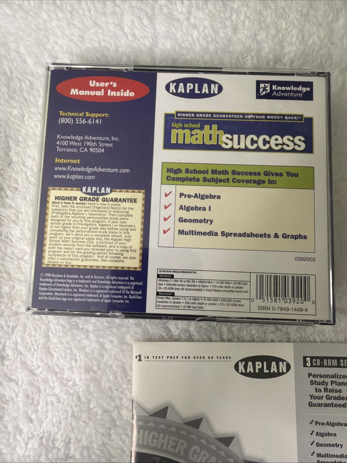 Kaplan Higher Score Mathematics High School PC CD ROM Pre Alegbra Geometry VTG