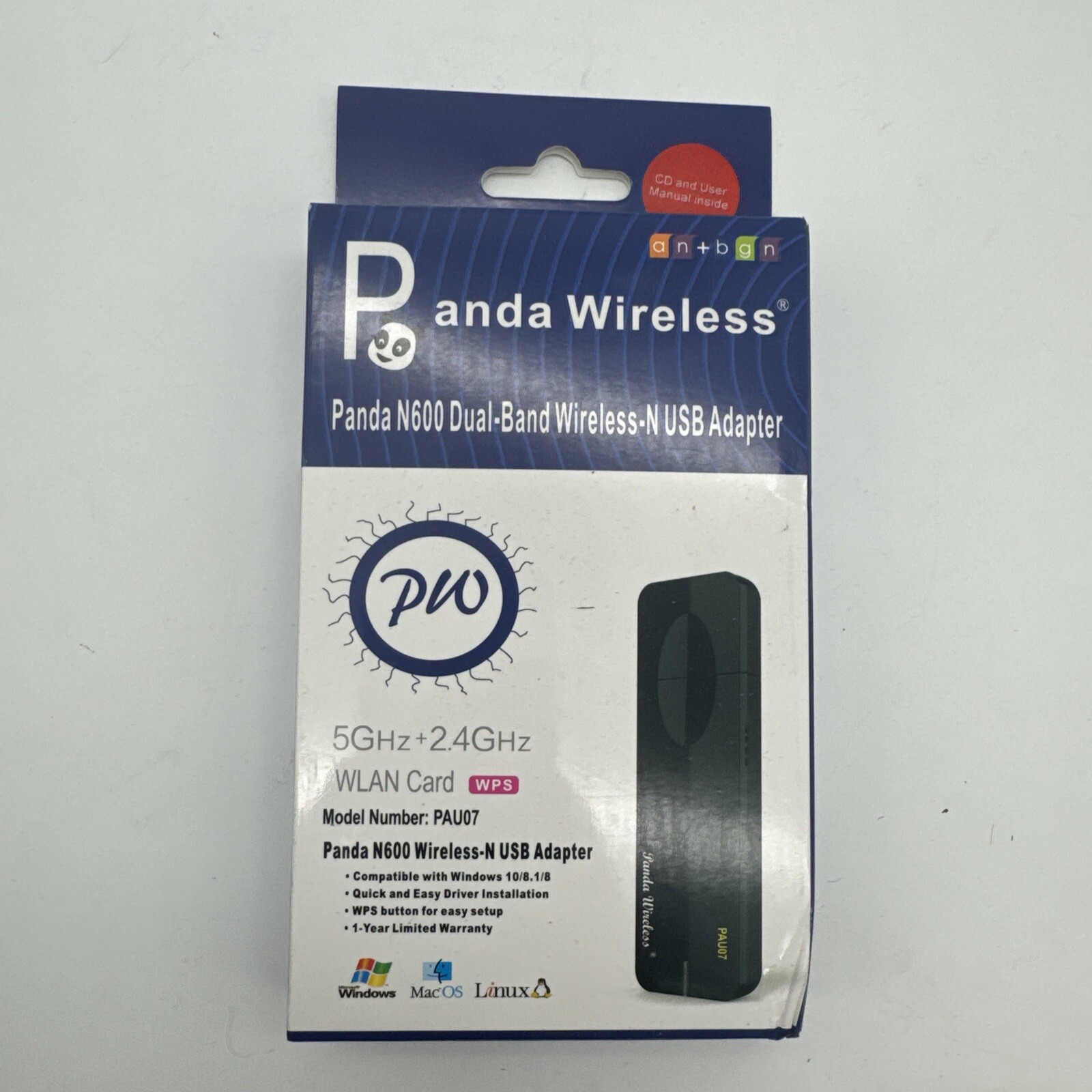 Panda N600 Dual Band (2.4GHZ & 5GHz) 300MBPs Wireless N USB Adapter W/WPS Button