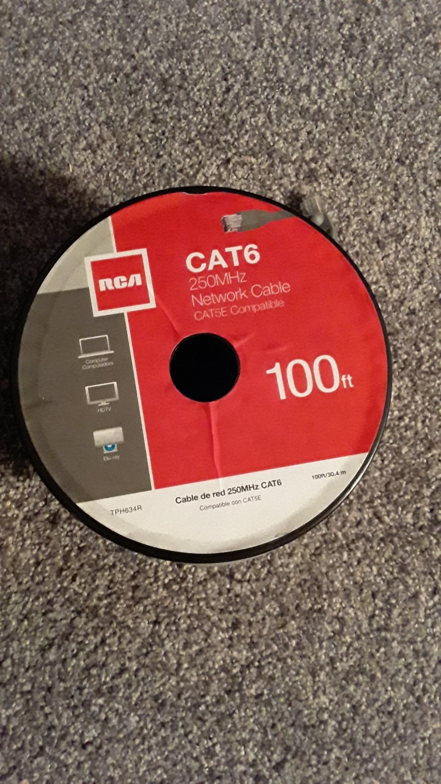 RCA CAT6 250MHz Network Cable CAT5E Compatible 100ft