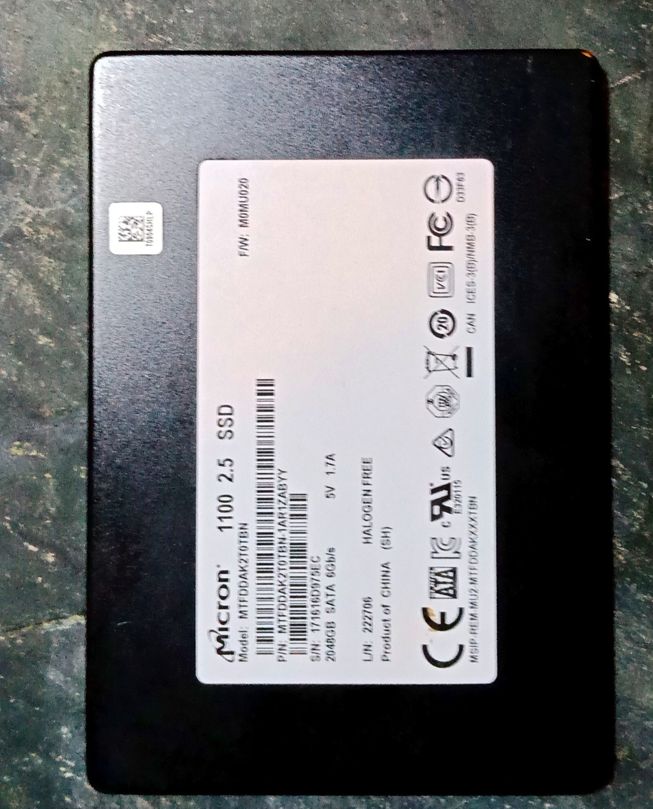 Micron 1100 2TB (2048GB) 2.5″ SATA 6Gb/s SSD (MTFDDAK2T0TBN) – 95% Health