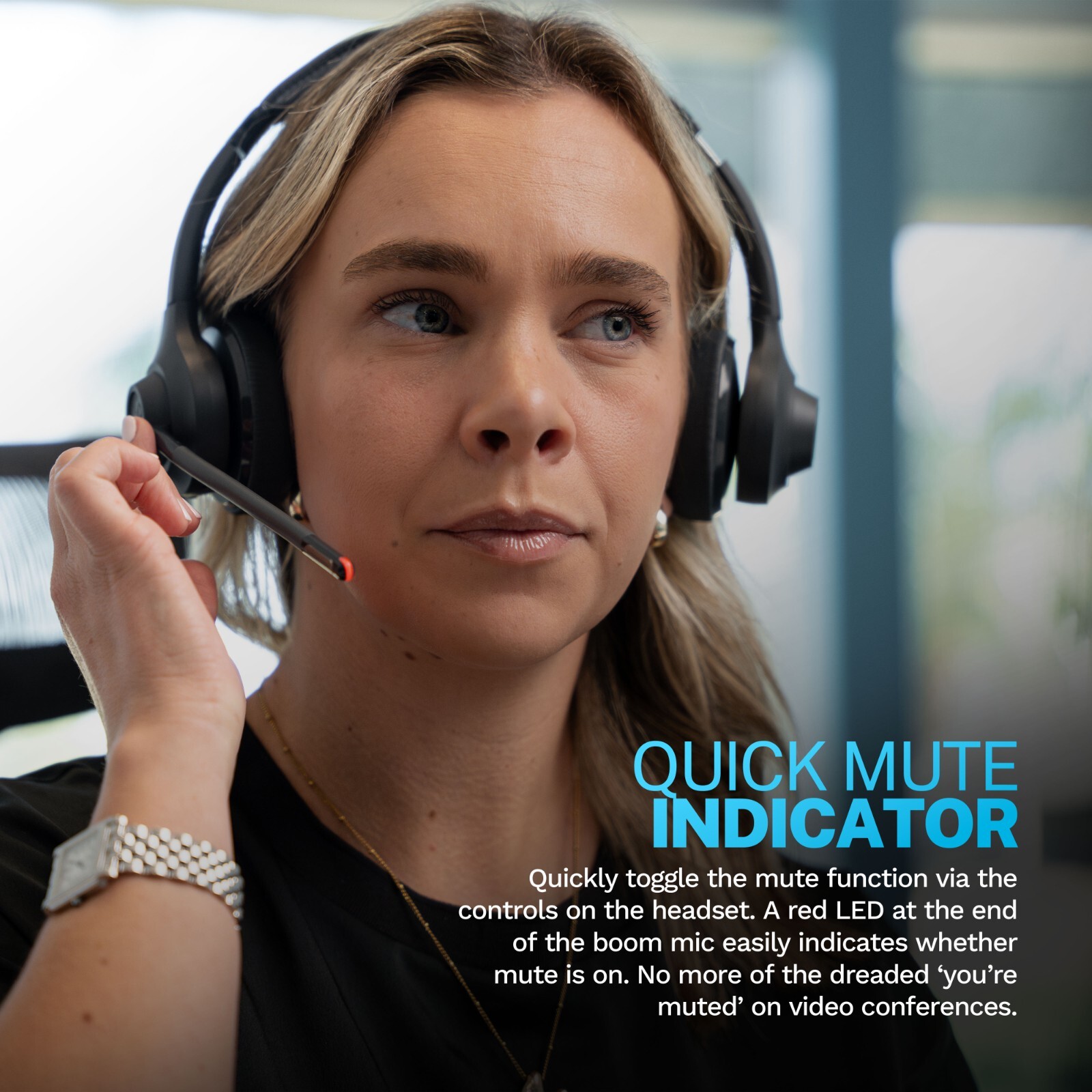 JLab GO Work Wireless On-Ear Headset Gen 2, Boom Mic, Bluetooth & Wired,