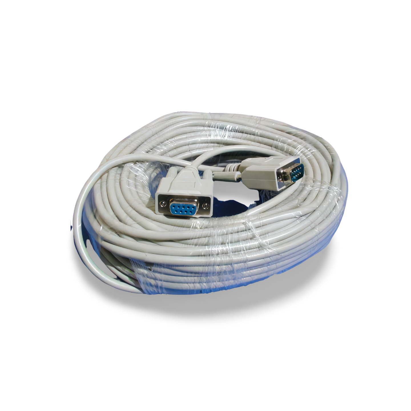100ft DB9 Male to DB9 Female Serial Cable Extension – Beige