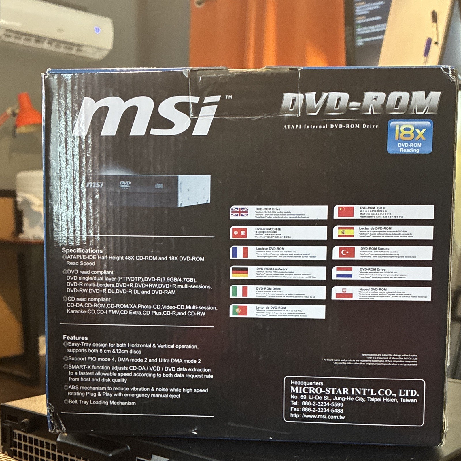 MSI Internal IDE DVD-ROM Drive 18x Read 48x CD-R/RW PC Black CB-L0003