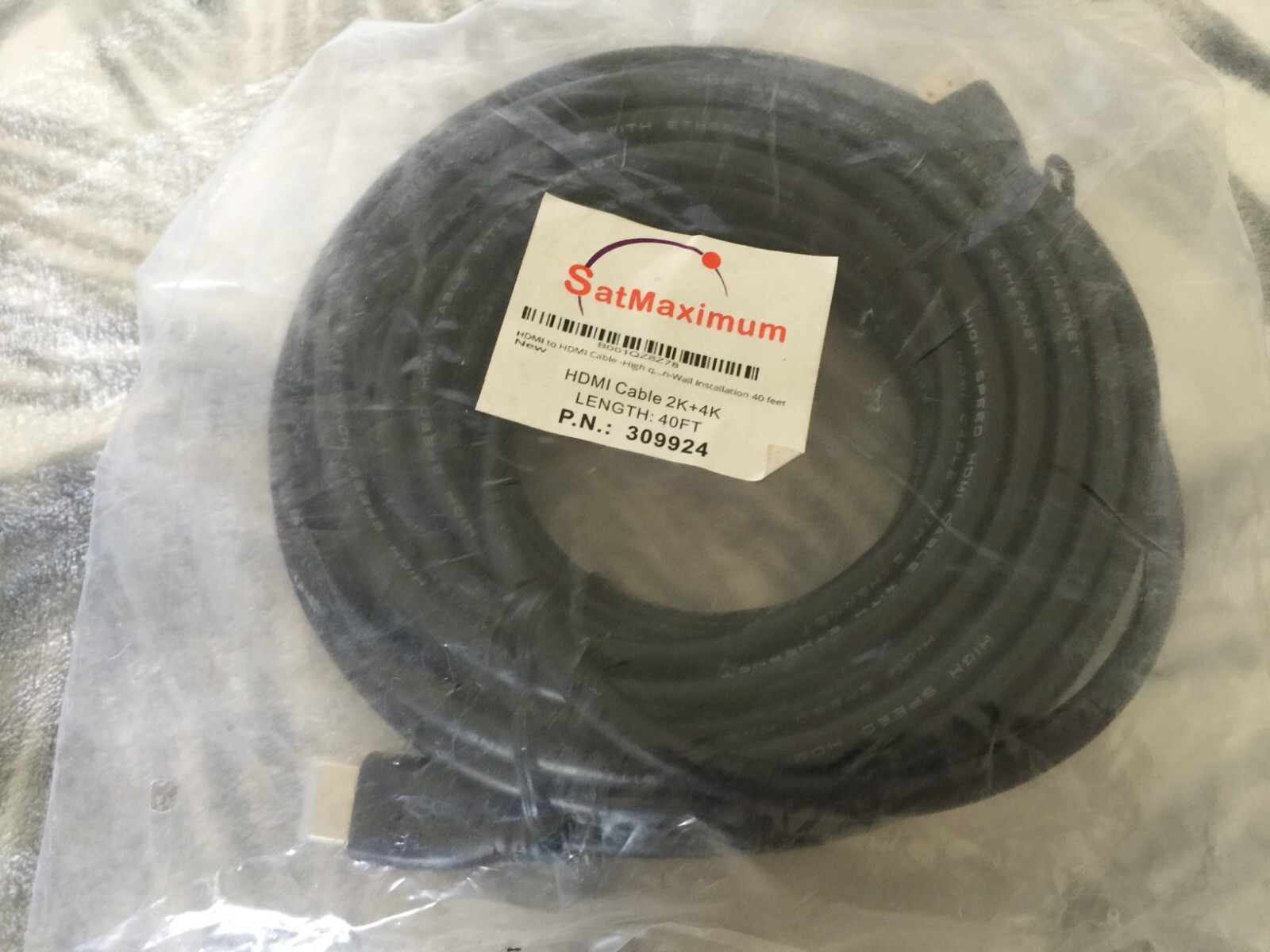 SatMaximum 309924 HDMI CABLE 2K+4K WALL INSTALATION 40 FT New