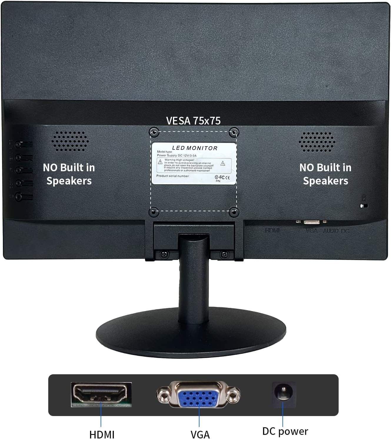 15.6 Inch Small PC Monitor FHD VA 1080P Desktop Display 1920×1080 HDMI VGA Ports