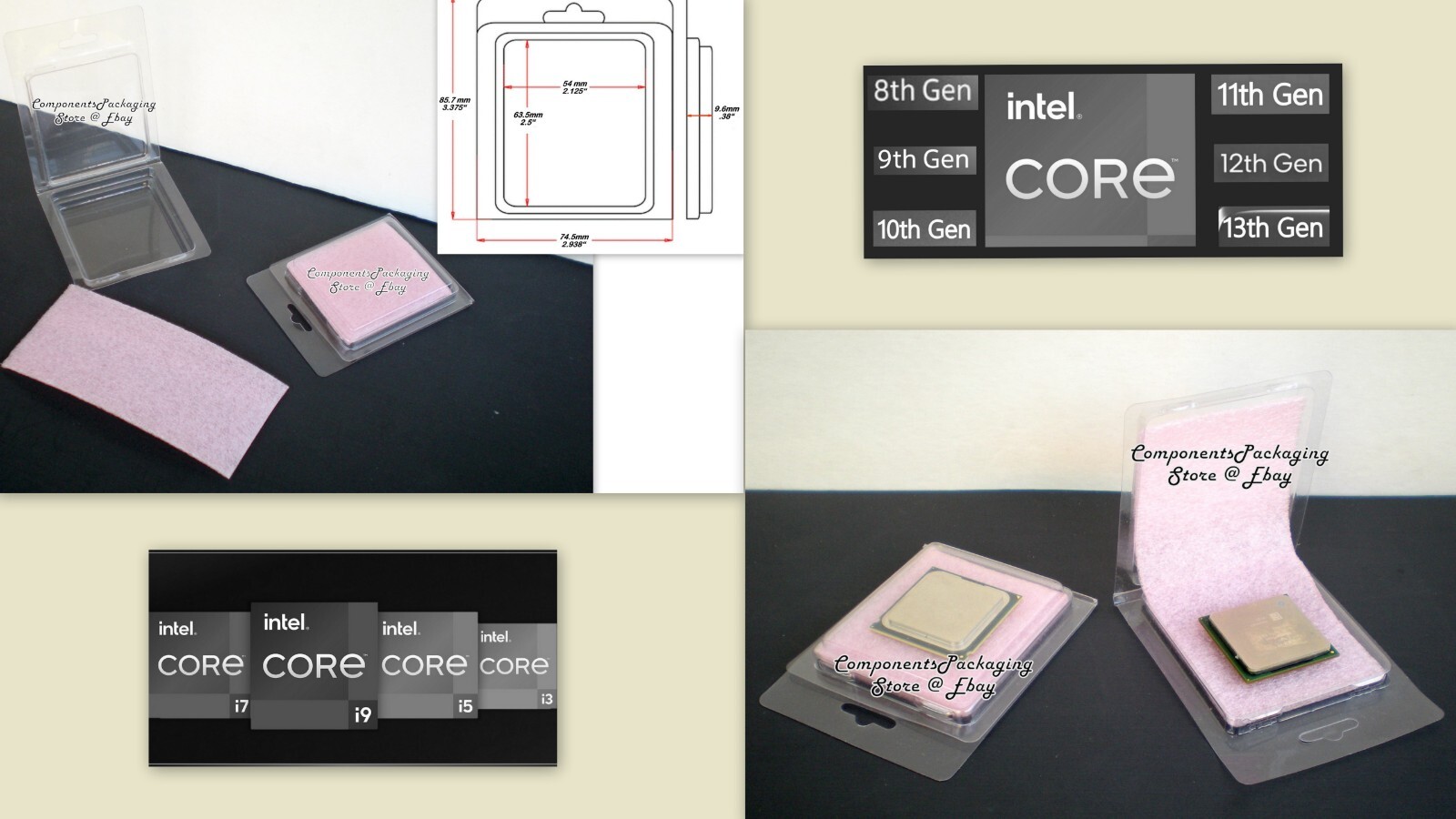 Intel Core i9-9900 i7-9700 CPU Packaging Case Clamshell – Lot of 10 25 40 125