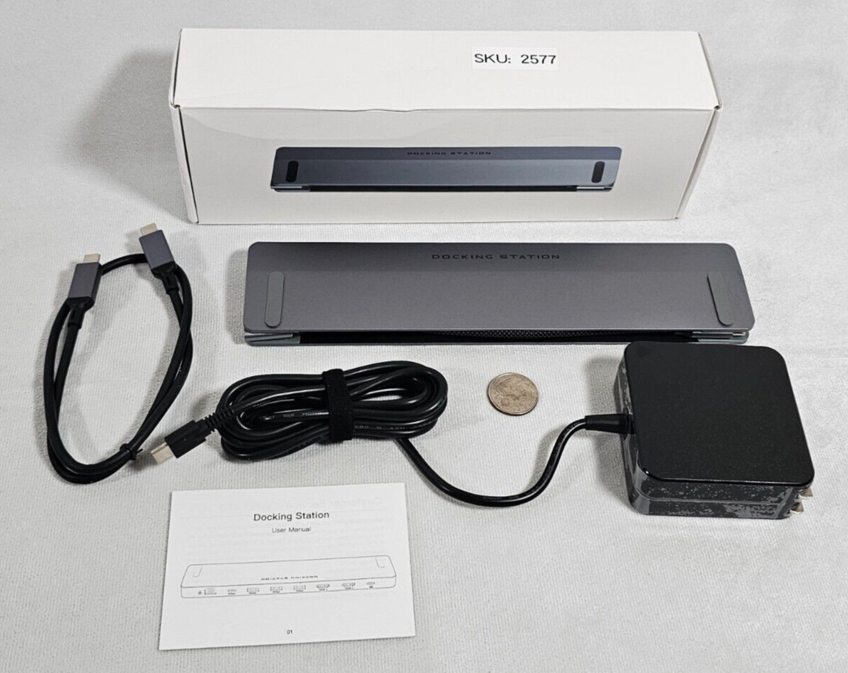 12-in-1 Docking Station Dual 4K Display 100W Charging HDMI USB-C Hub Ethernet SD