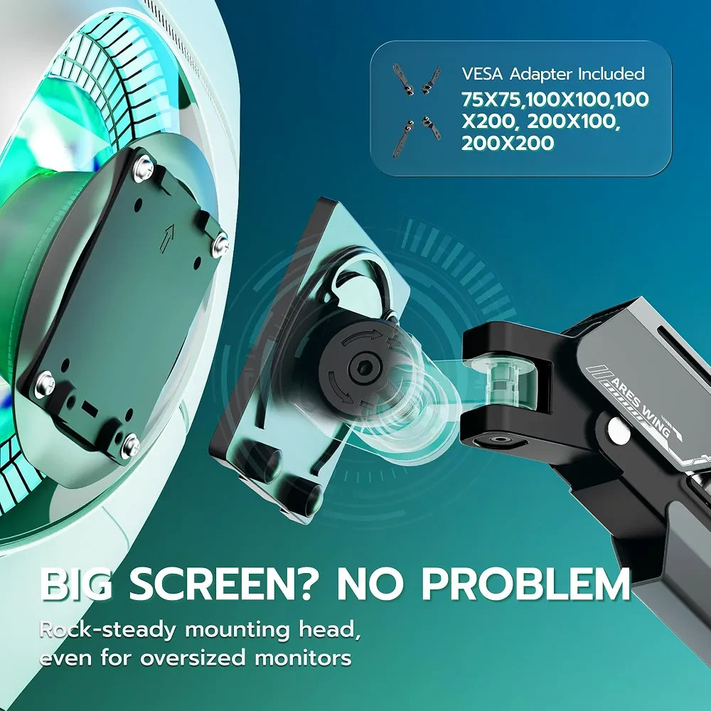 ARES WING Vertical Dual Monitor MoI’llunt 24-57″ Aluminum Heavy Duty Monitor Arm