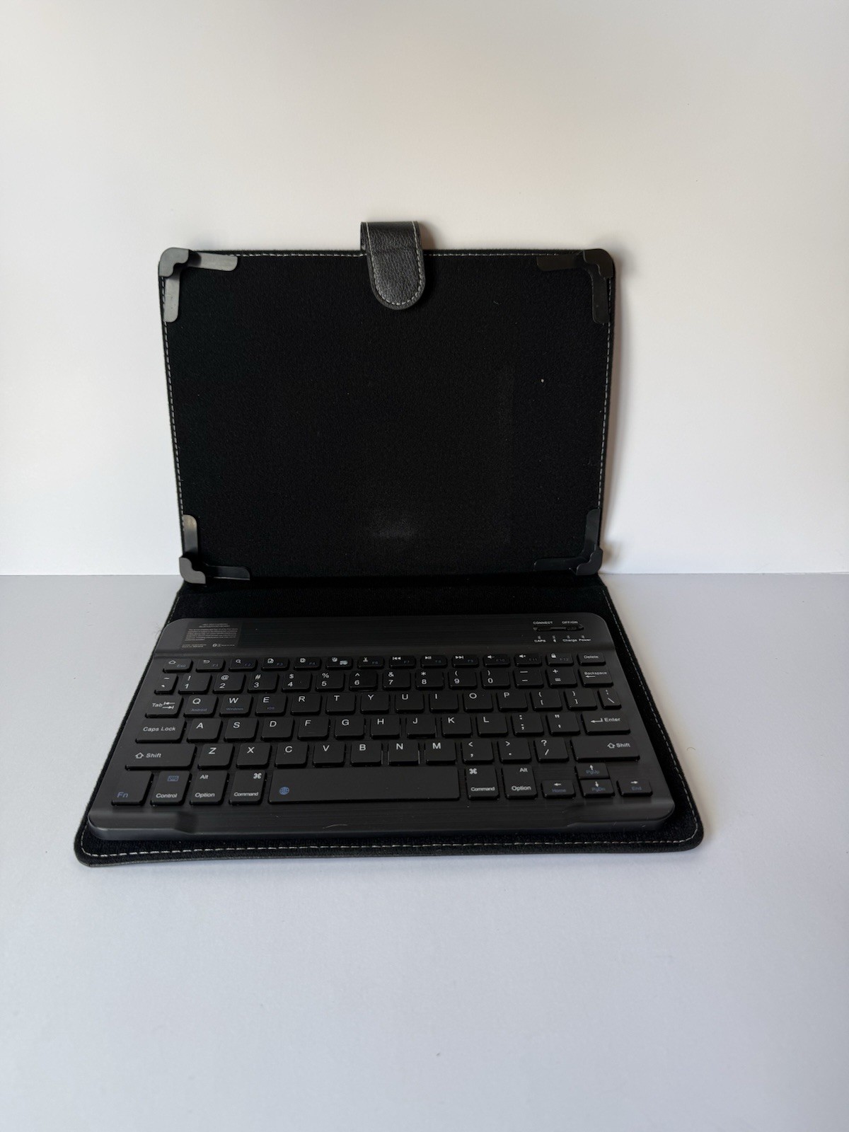 Universal Black Synthetic Leather Bluetooth Keyboard Folio Case for Tablet